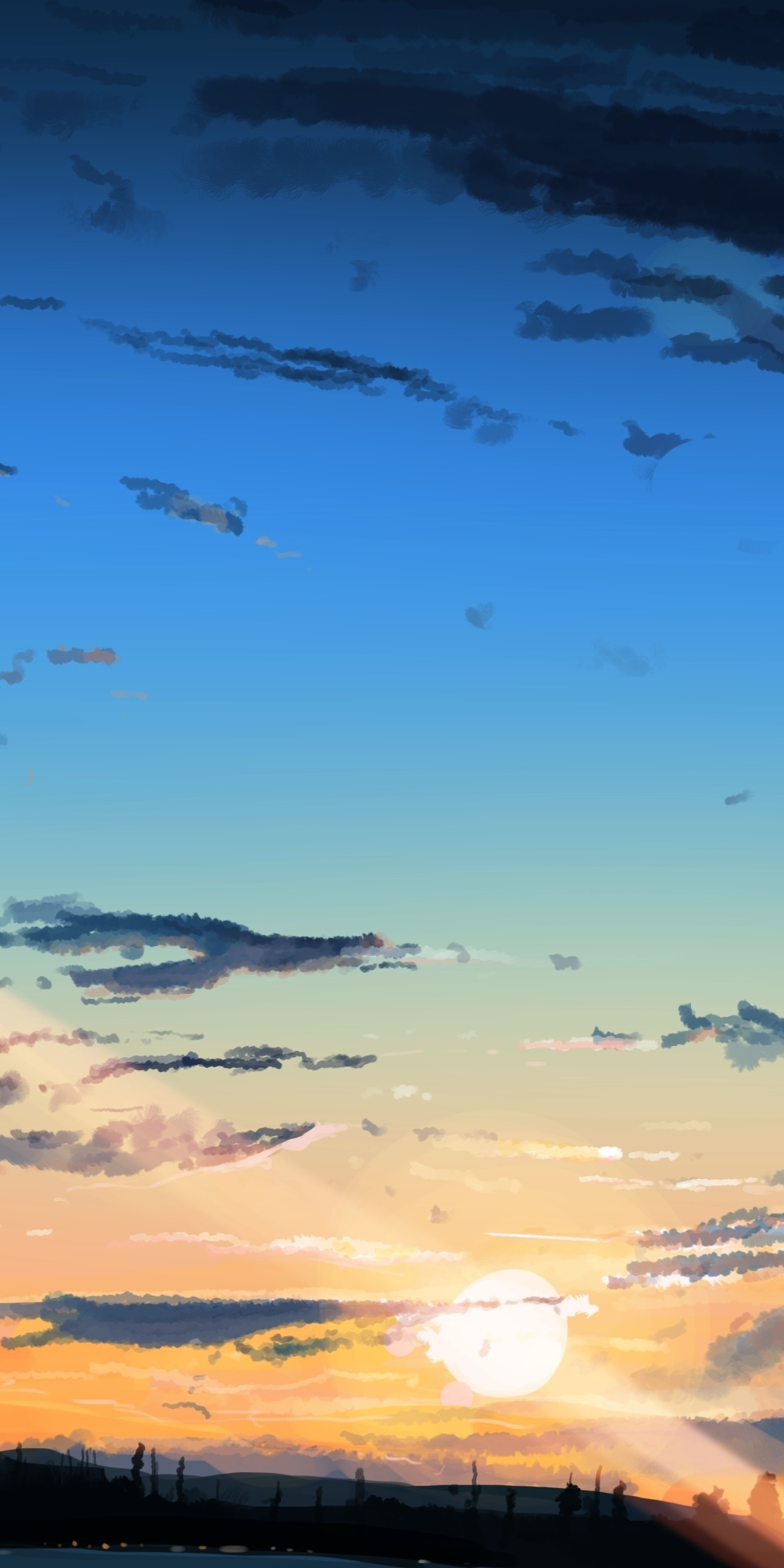 Sunset, sky anime, clouds, original, 1080x2160 wallpaper