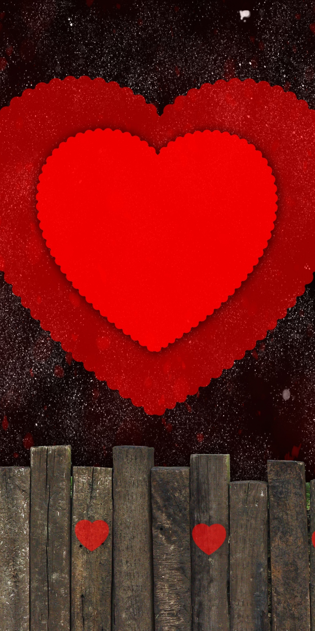 Red heart, digital art, abstract, 1080x2160 wallpaper