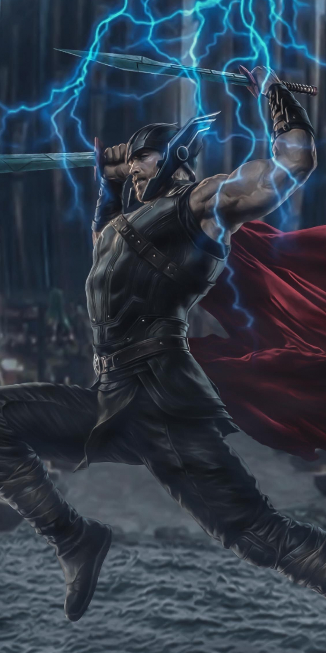 Lightning, Thor, marvel, superhero, digital art, 1080x2160 wallpaper