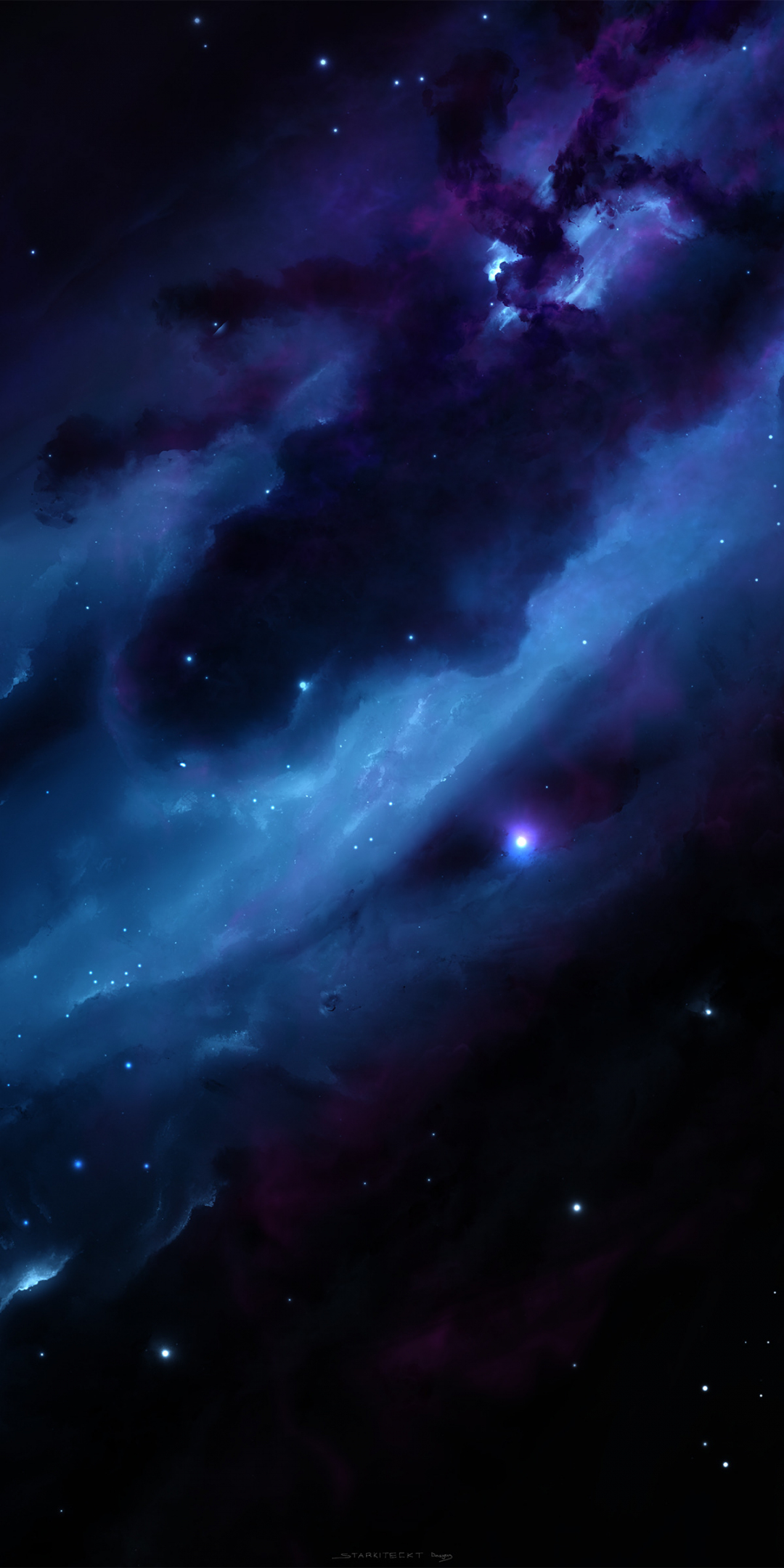 Galaxy, clouds, nebula, stars, space, dark, 1080x2160 wallpaper