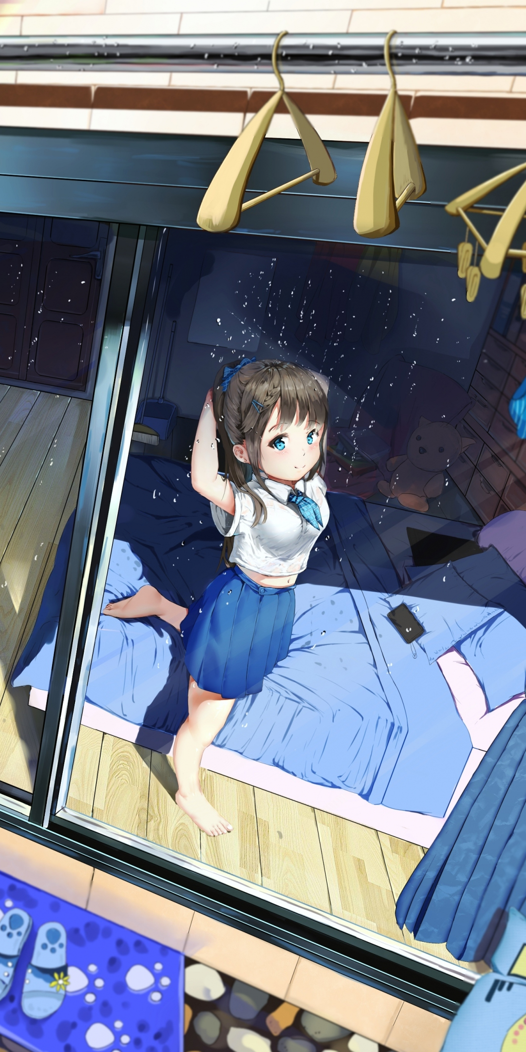 Cute girl, anime, original, art, 1080x2160 wallpaper