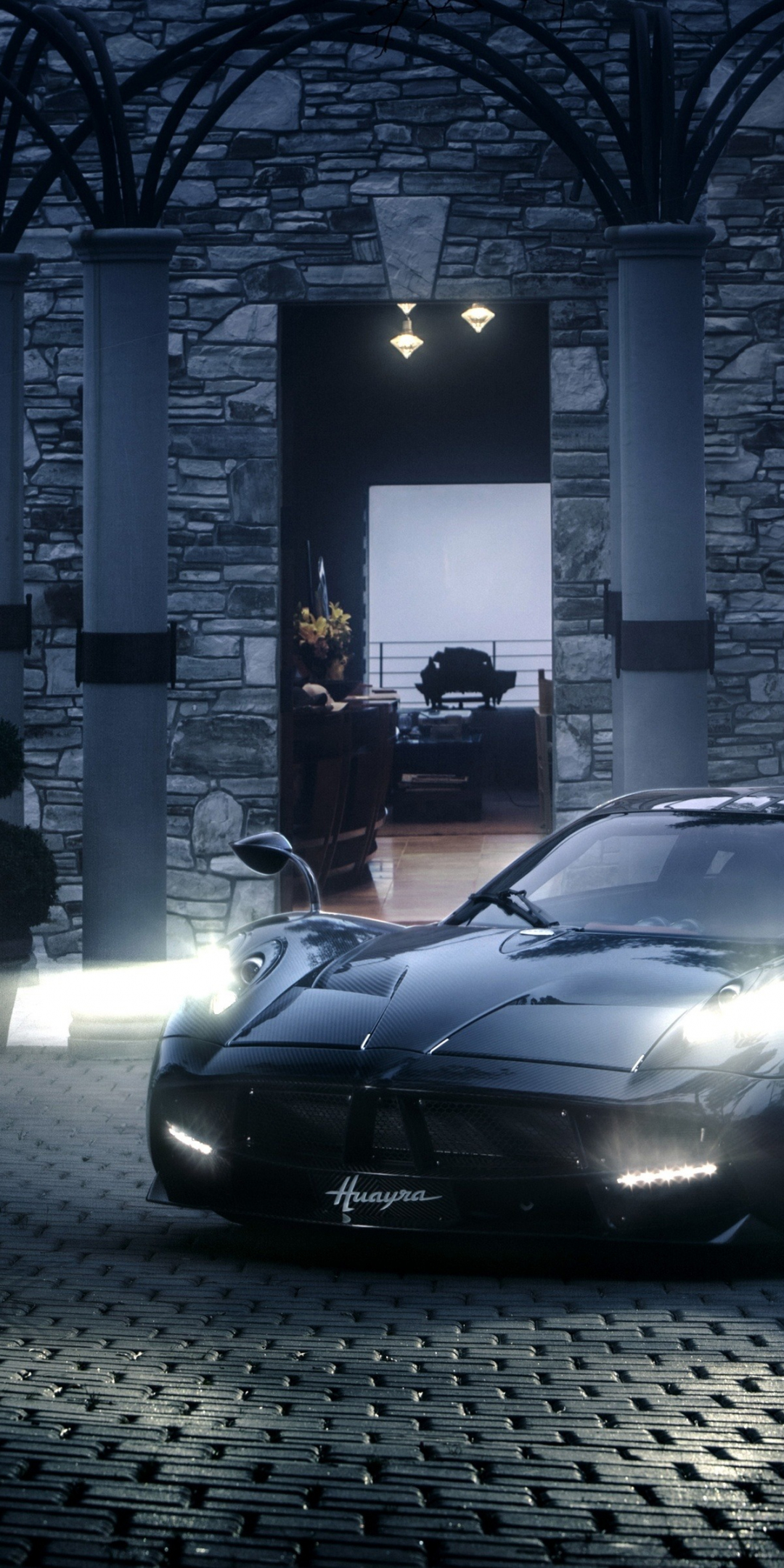 Headlight, Pagani Huayra, sports car, 1080x2160 wallpaper