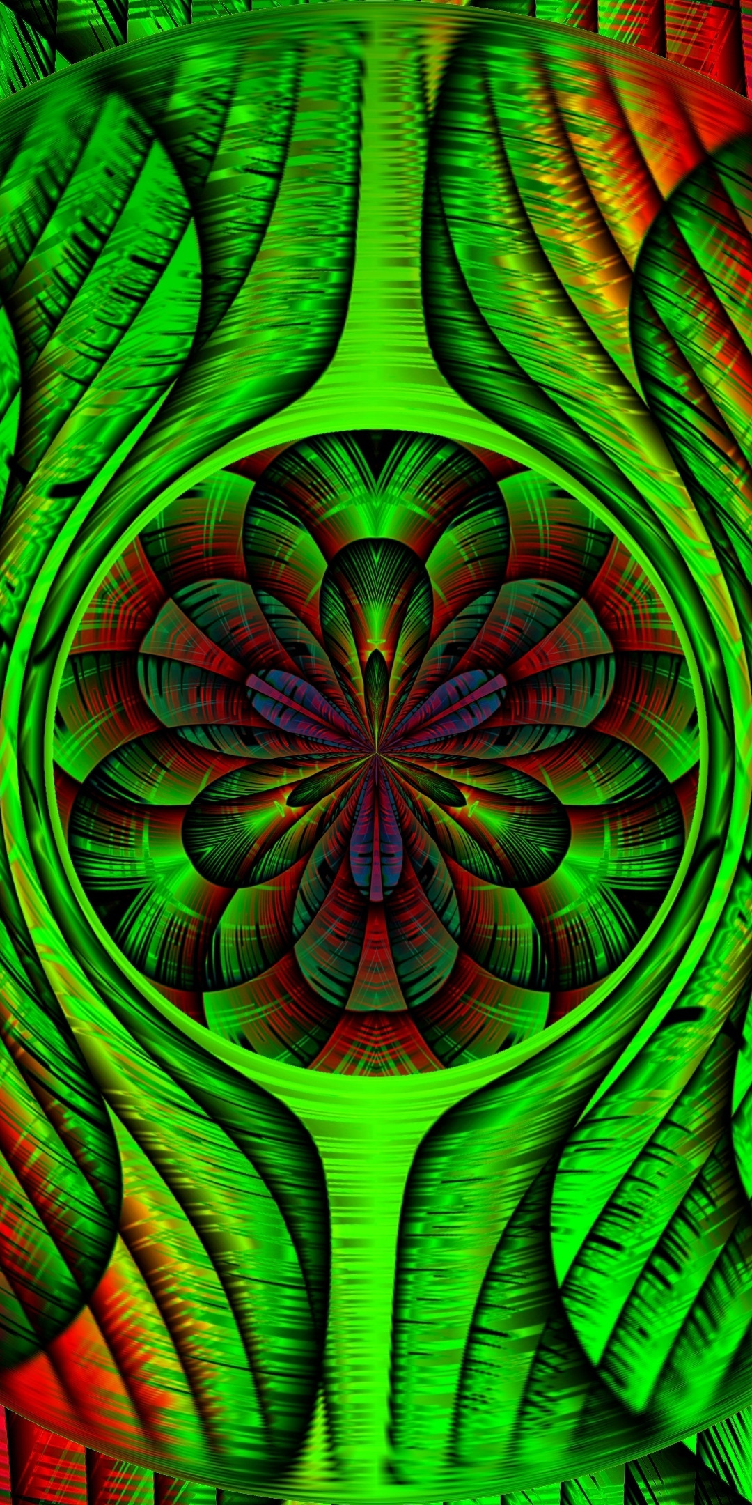 Fractal, overlaps pattern, abstraction, colorful, 1080x2160 wallpaper