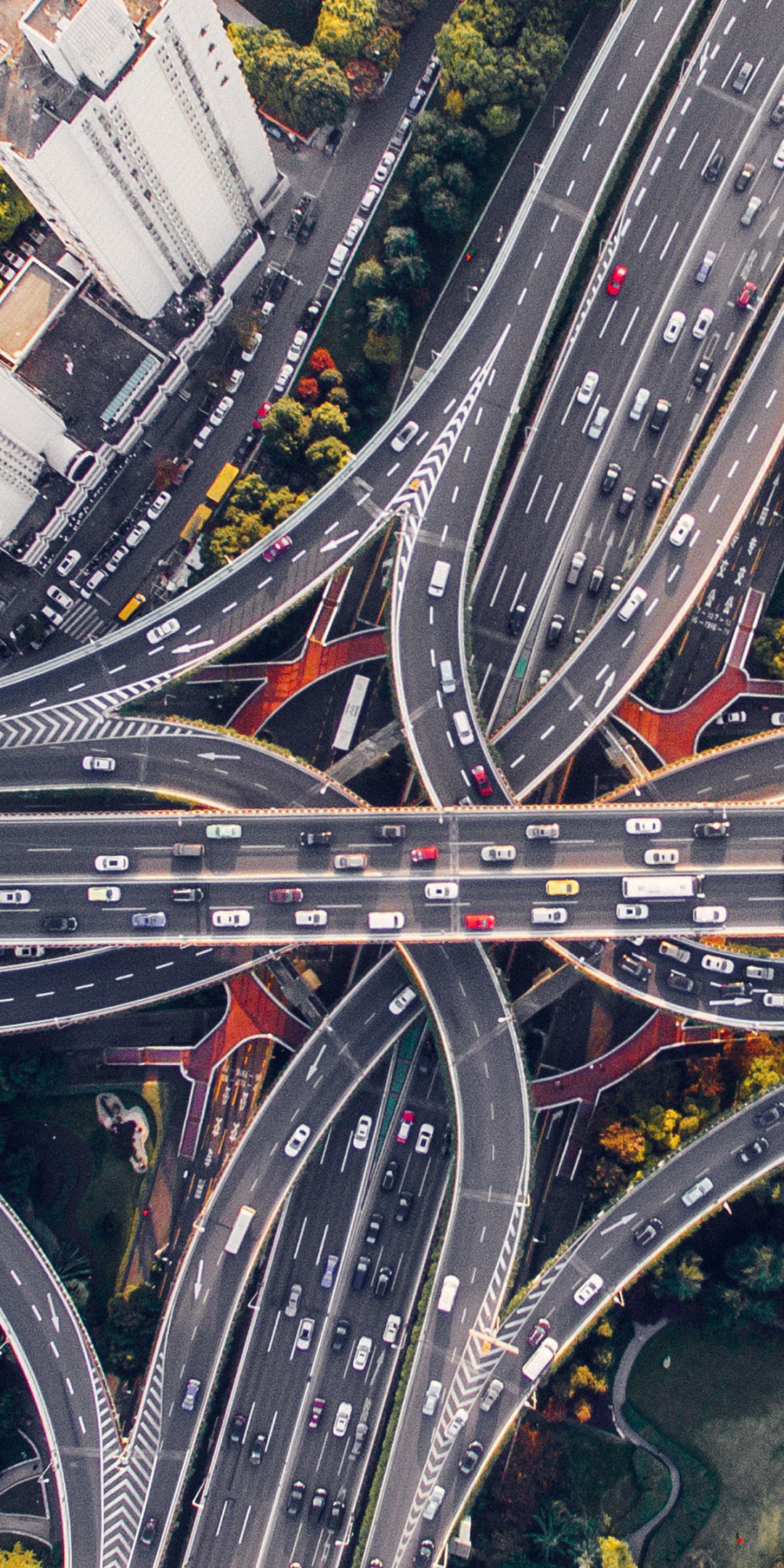 Los Angeles, over-bridge, highway, aerial view, 1080x2160 wallpaper