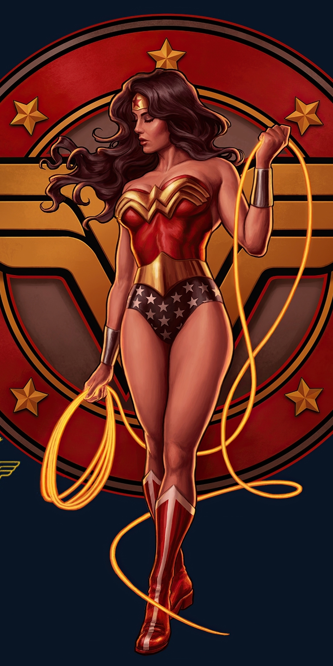 Wonder Woman 1987, fan art, minimal, 1080x2160 wallpaper