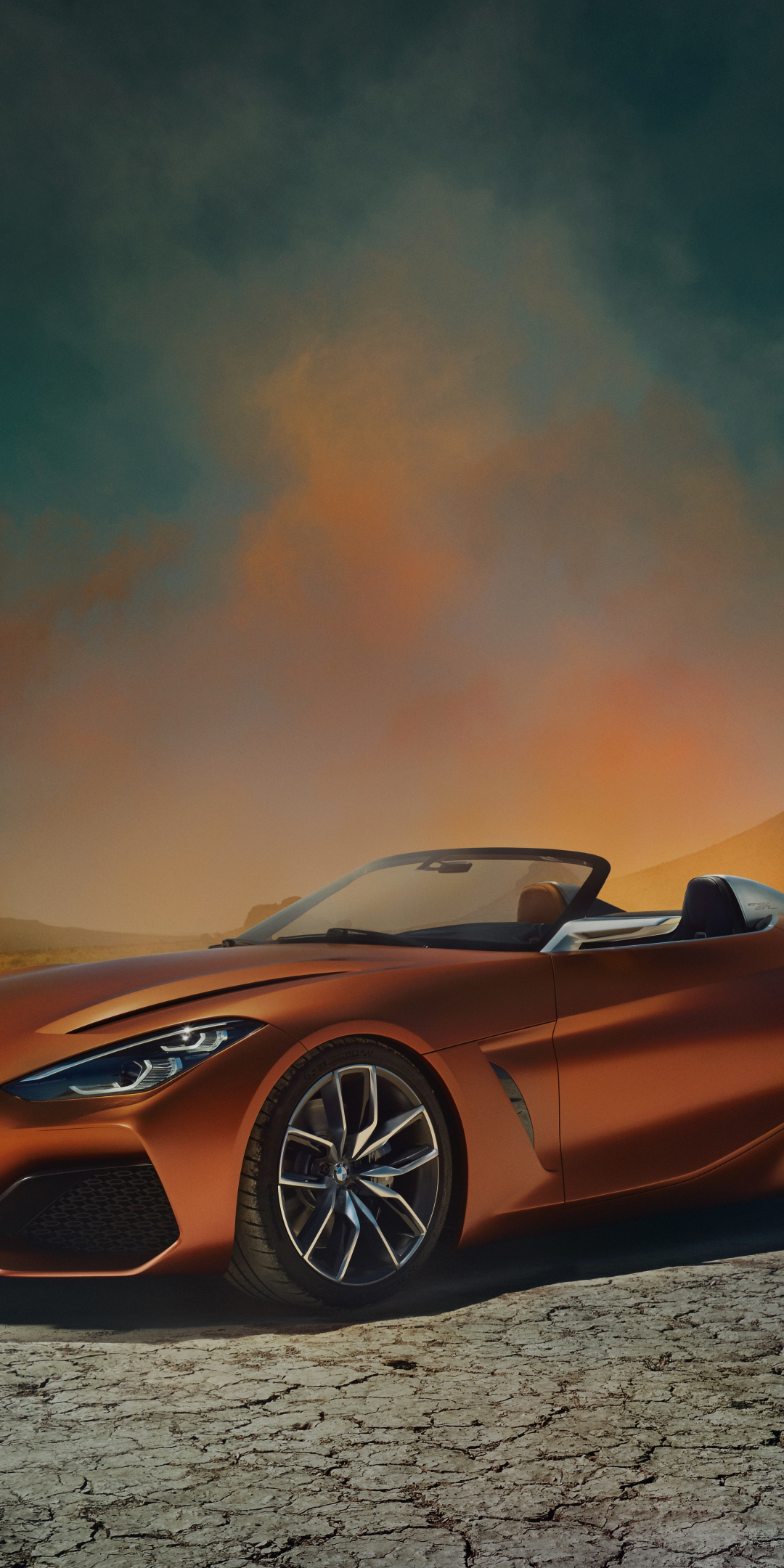 Orange, sports car, BMW Z4, 1080x2160 wallpaper