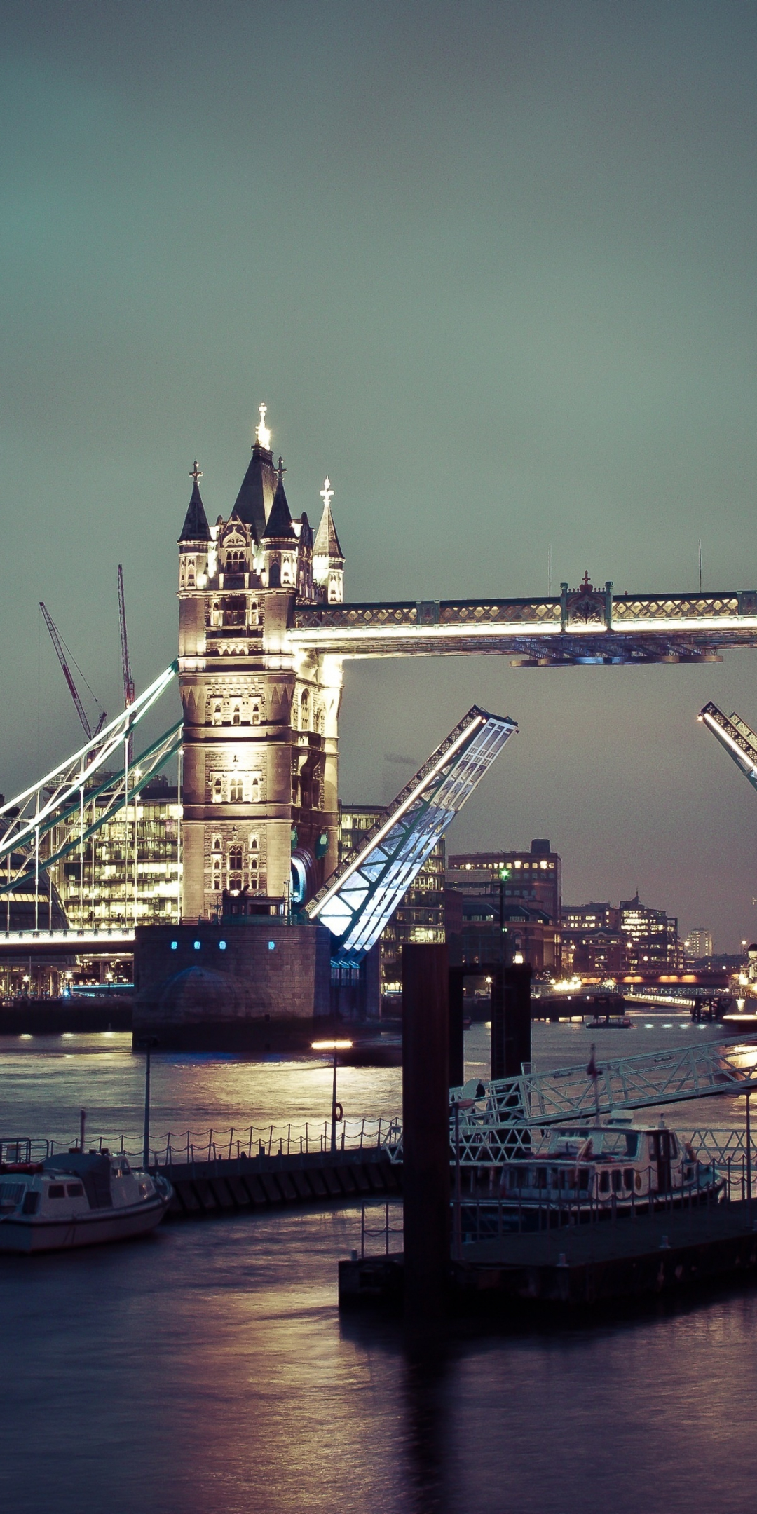 Tower bridge, london, cityscape, night, lights, 1080x2160 wallpaper
