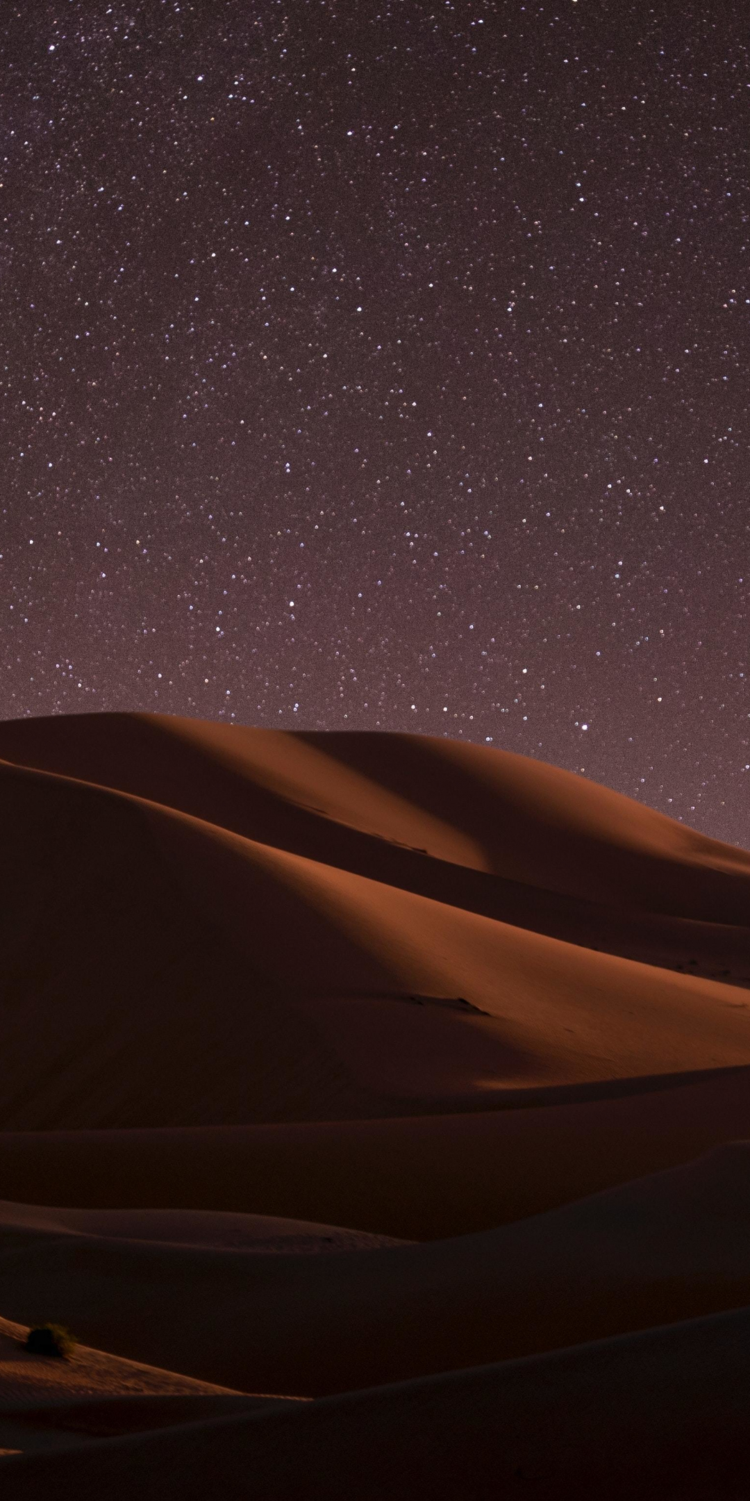 Night at desert, sky, dunes, 1080x2160 wallpaper