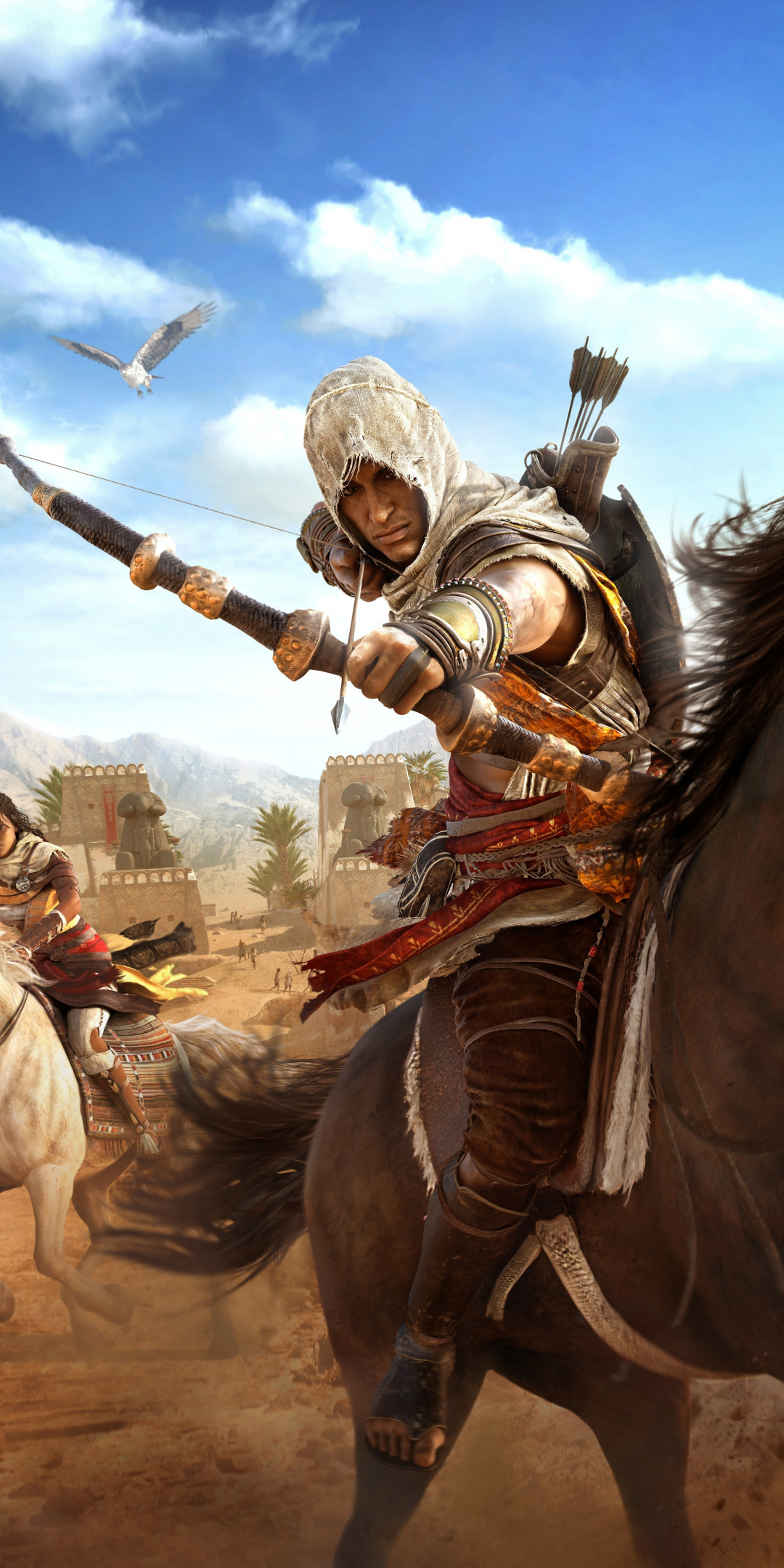 Assassin's Creed Origins, horse riding, archer, video game, 1080x2160 wallpaper