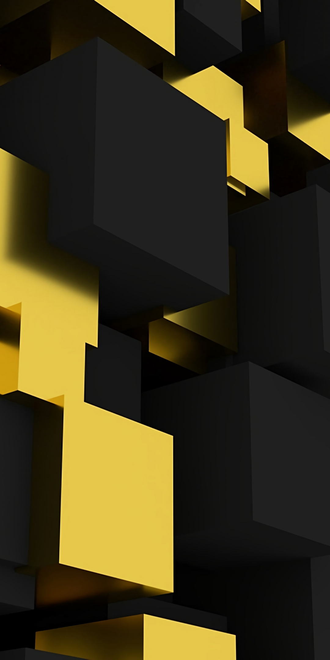 Cubical pattern, figure, yellow-black squares, 1080x2160 wallpaper