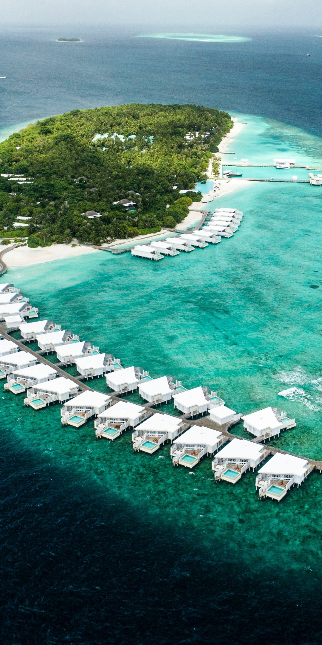 Maldives, aerial view, island, resort, sea, 1080x2160 wallpaper