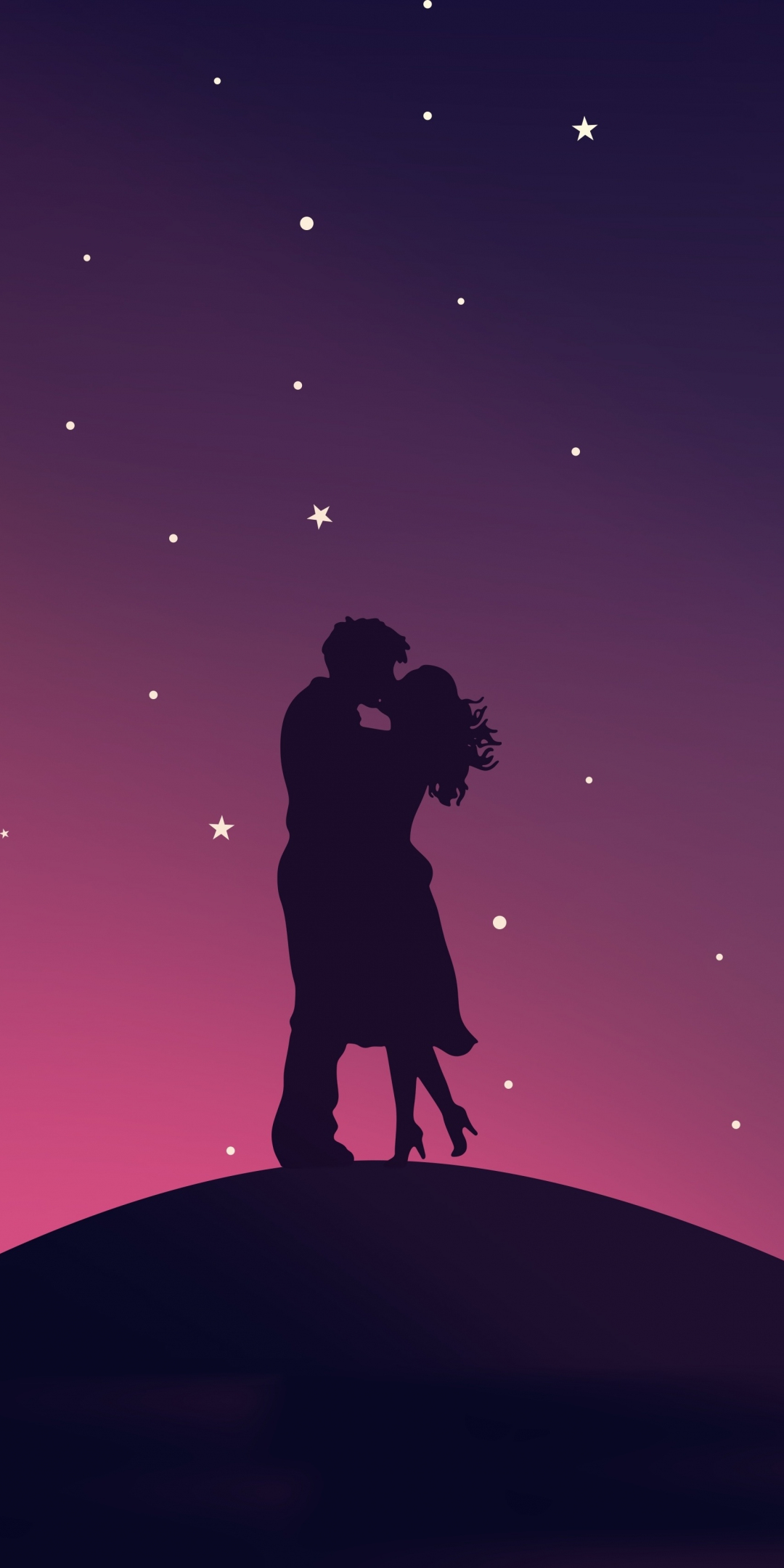 Kiss, couple, silhouette, minimal, art, 1080x2160 wallpaper