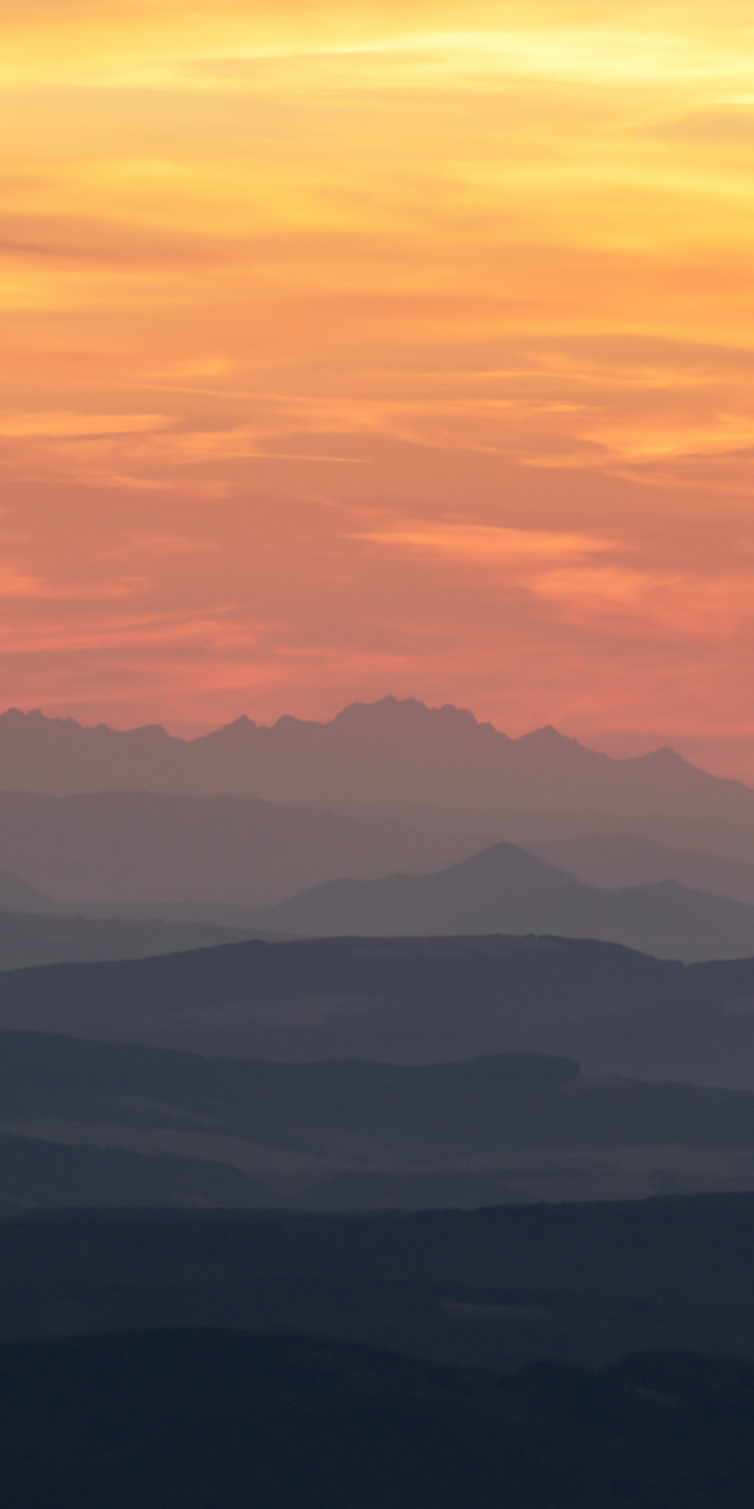 Sunset, horizon, mountains, minimal, nature, 1080x2160 wallpaper