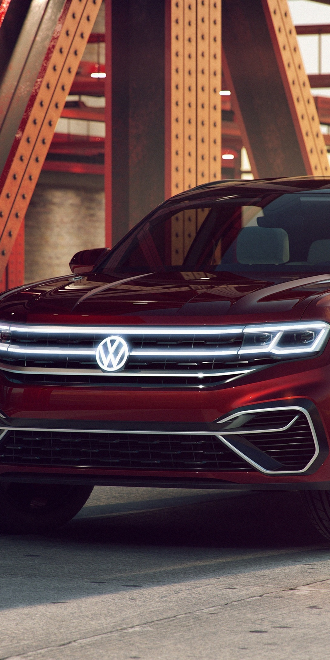 Volkswagen Atlas cross sport, concept car, red, 1080x2160 wallpaper
