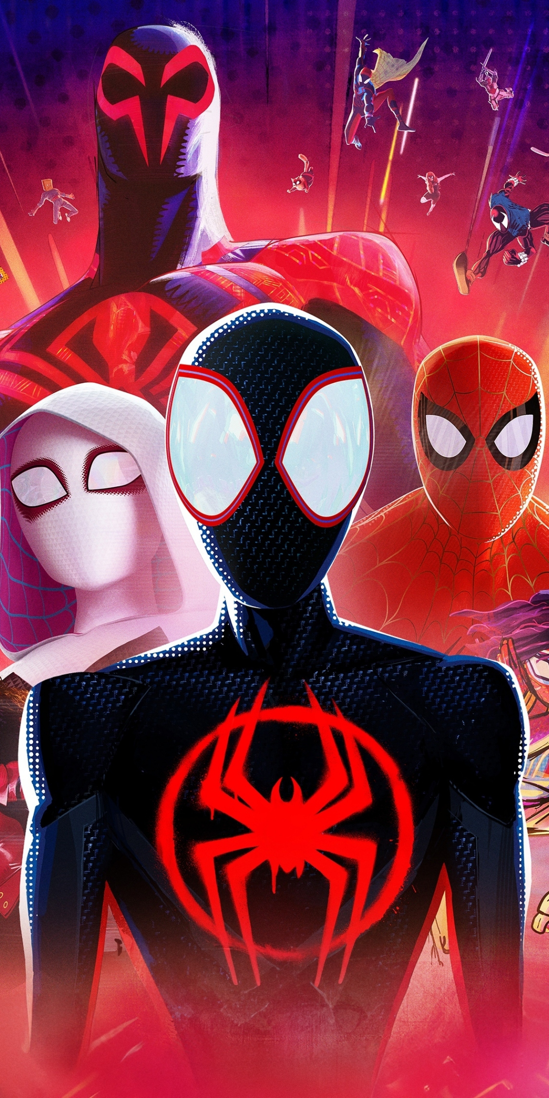 Most of Spidermen, across the spider-verse, movie 2023, 1080x2160 wallpaper