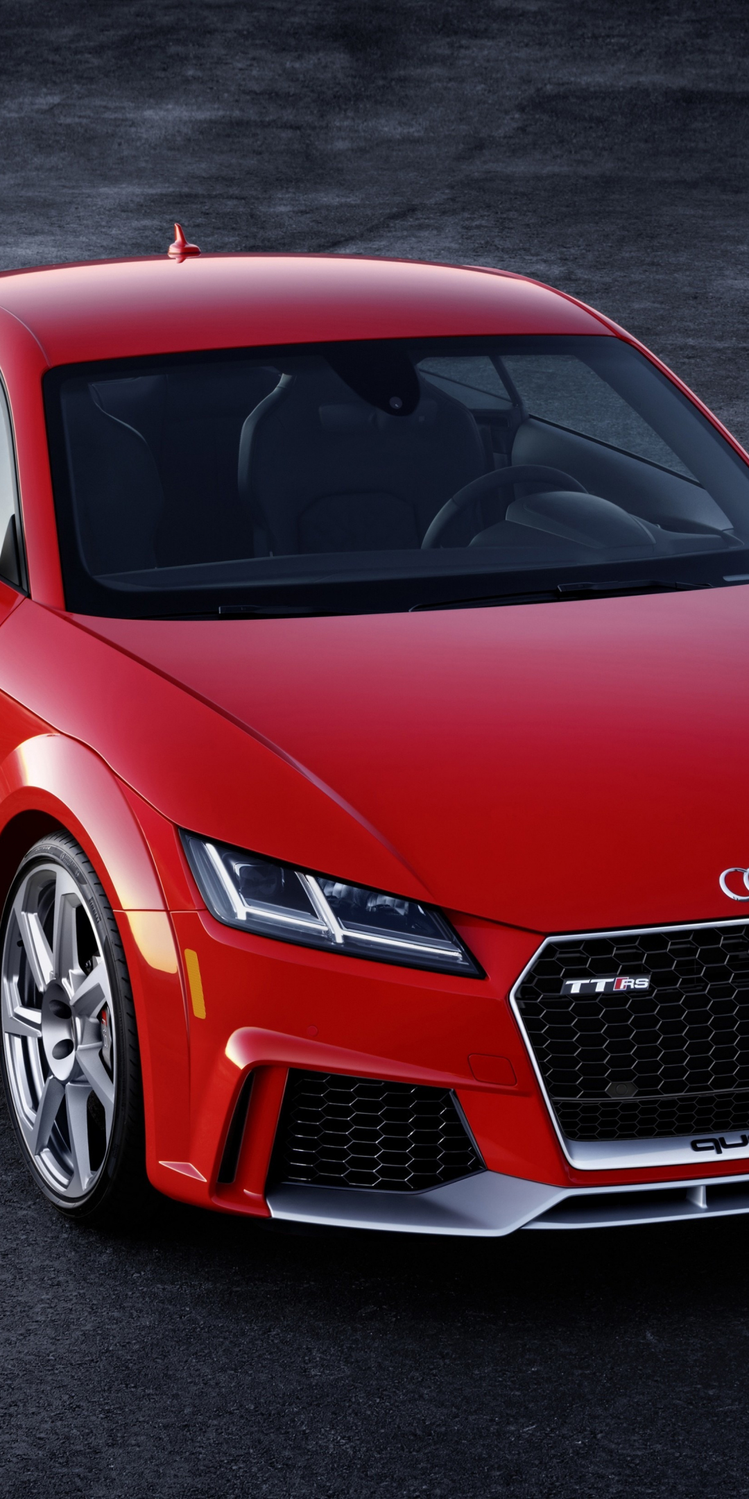 Red Audi TT, sports car, front, 1080x2160 wallpaper