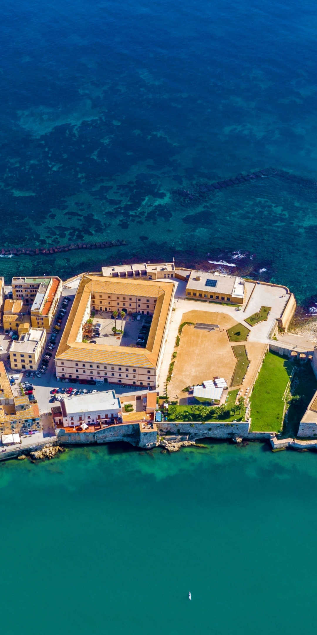 Sicily, city, aerial view, beach, 1080x2160 wallpaper