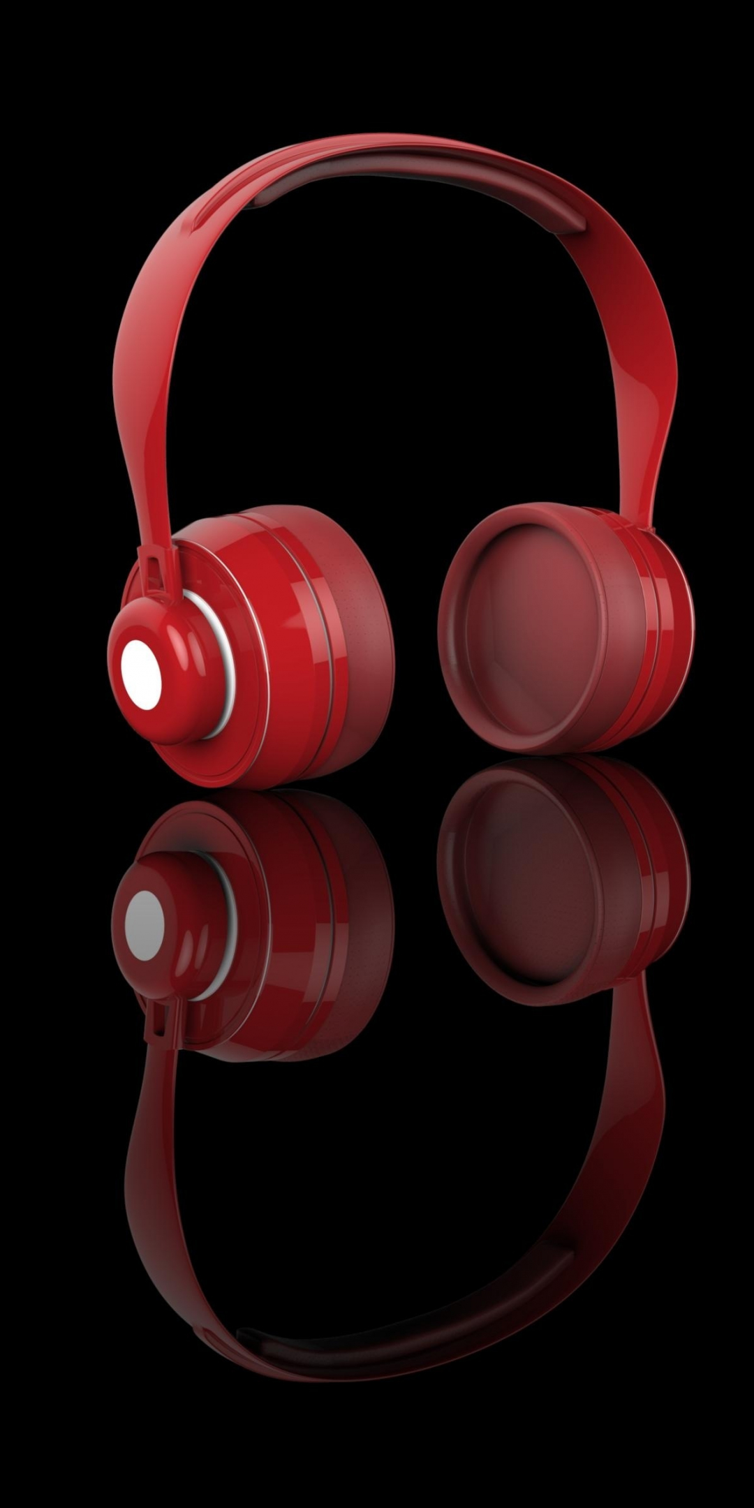 Red, headphone, music, reflections, minimal, 1080x2160 wallpaper