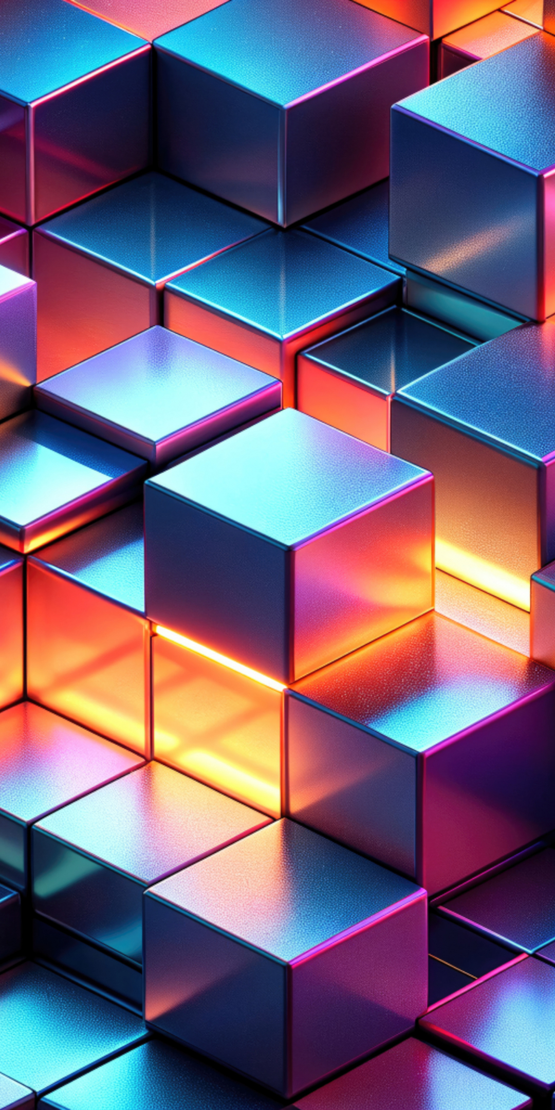Cubes in cosmic symmetry, metallic shine, colorful, 1080x2160 wallpaper