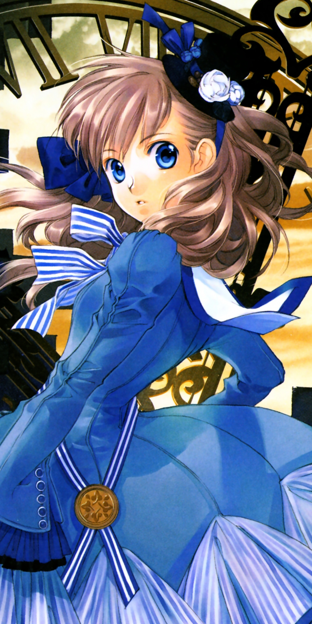 Blue dress, cute, beautiful, anime girl, 1080x2160 wallpaper