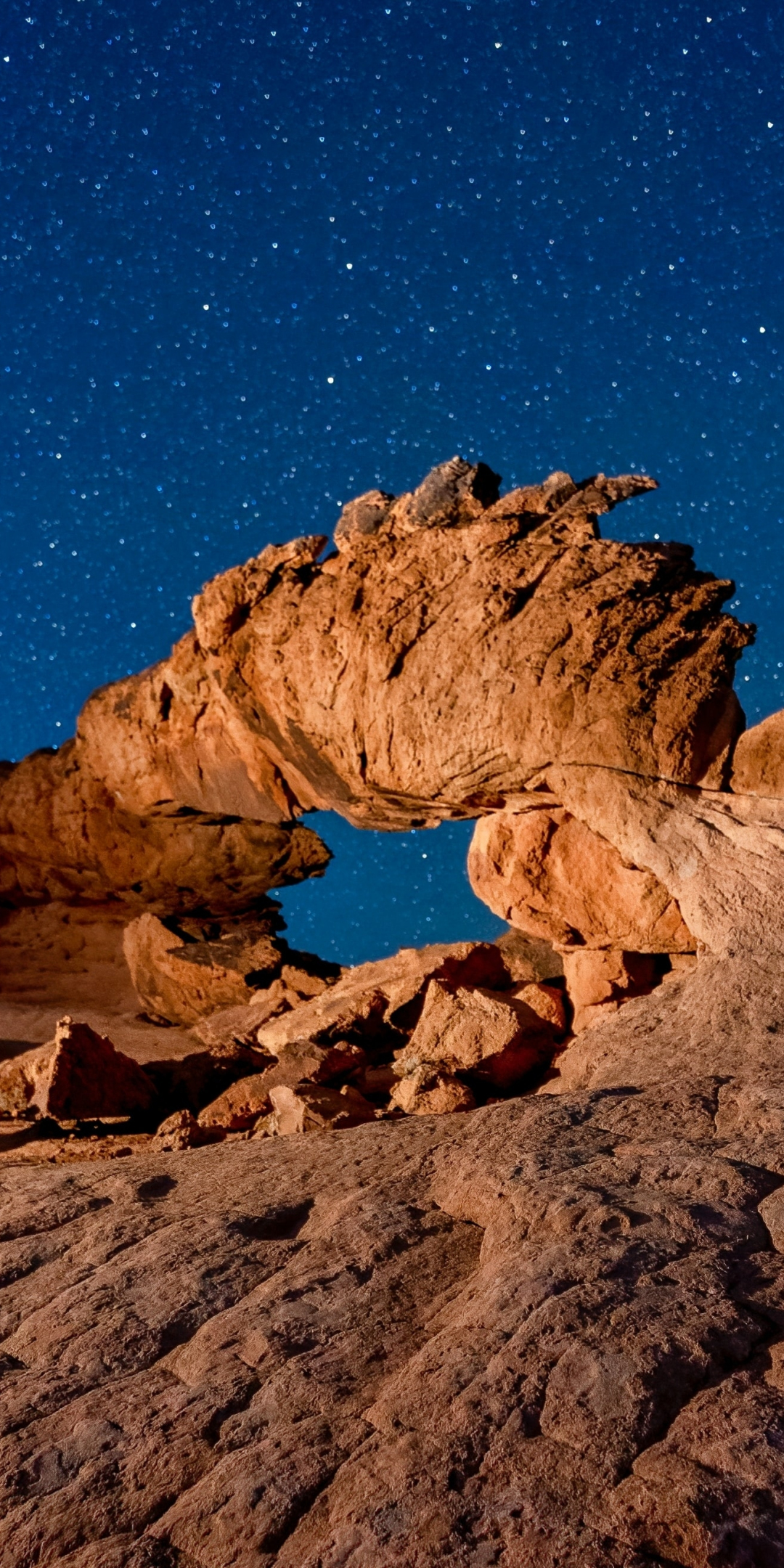 Rocky cliff, starry sky, night, nature, 1080x2160 wallpaper