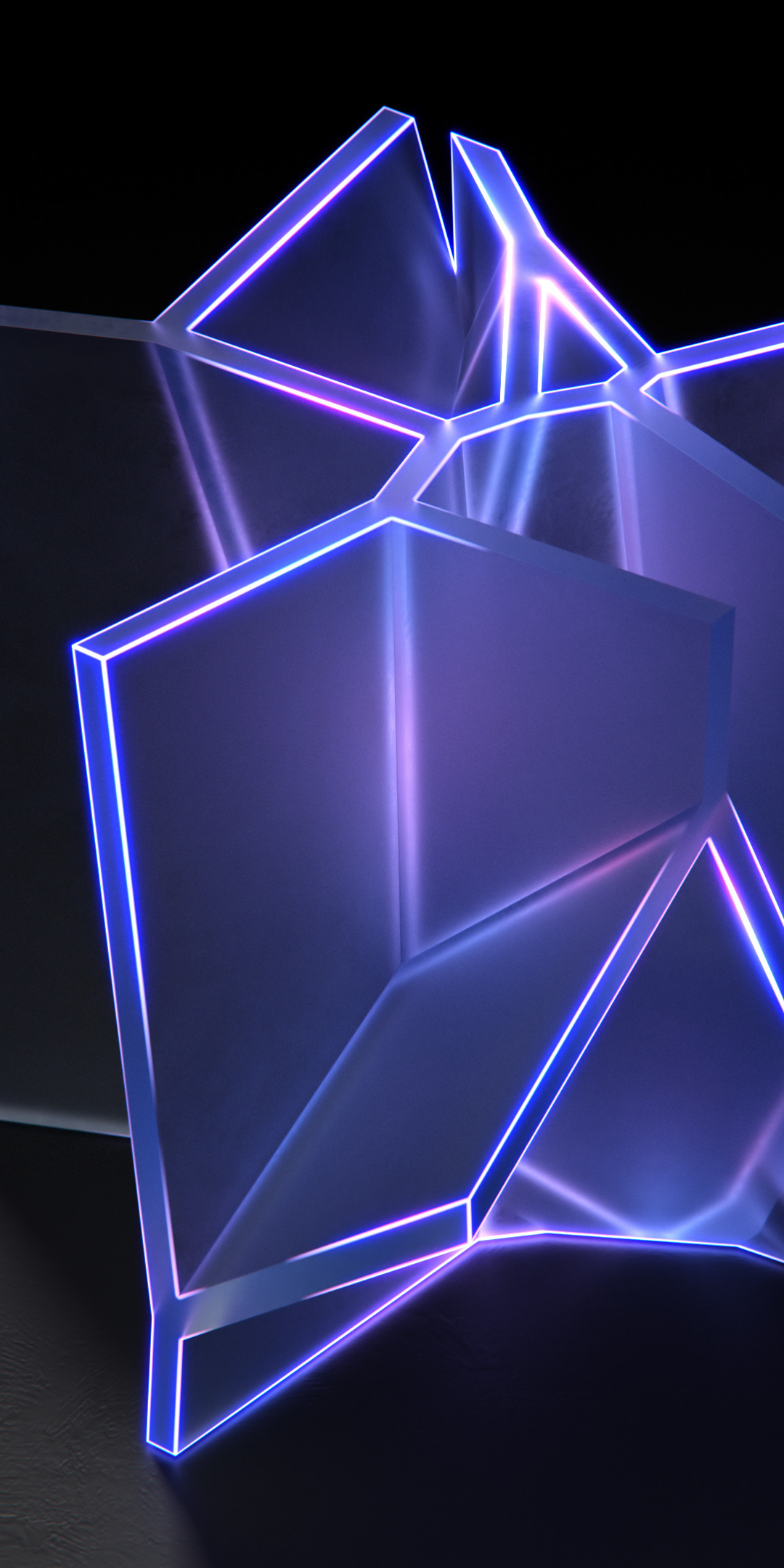 Abstract, glowing glass, geometric shape, 1080x2160 wallpaper