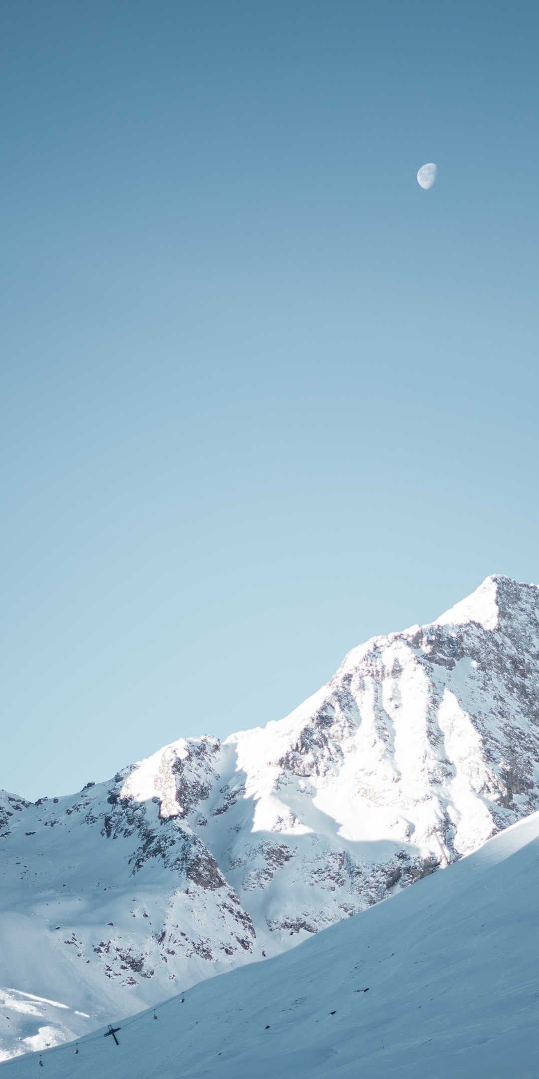 Glacier, mountains, landscape, blue sky, sunny day, nature, 1080x2160 wallpaper