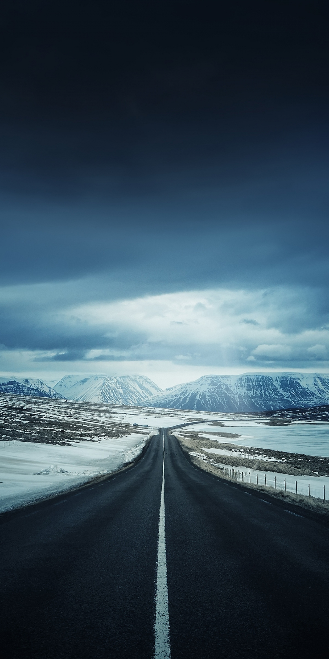 Iceland's road, endless road, night, landscape, glacier, 1080x2160 wallpaper