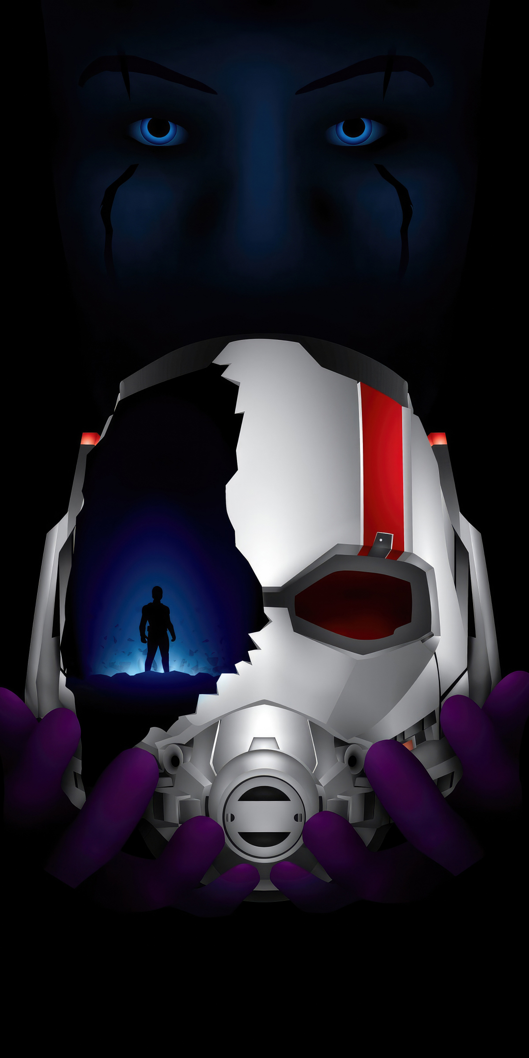 Antman Helmet and Kang the Conqueror, movie, dark poster, 1080x2160 wallpaper