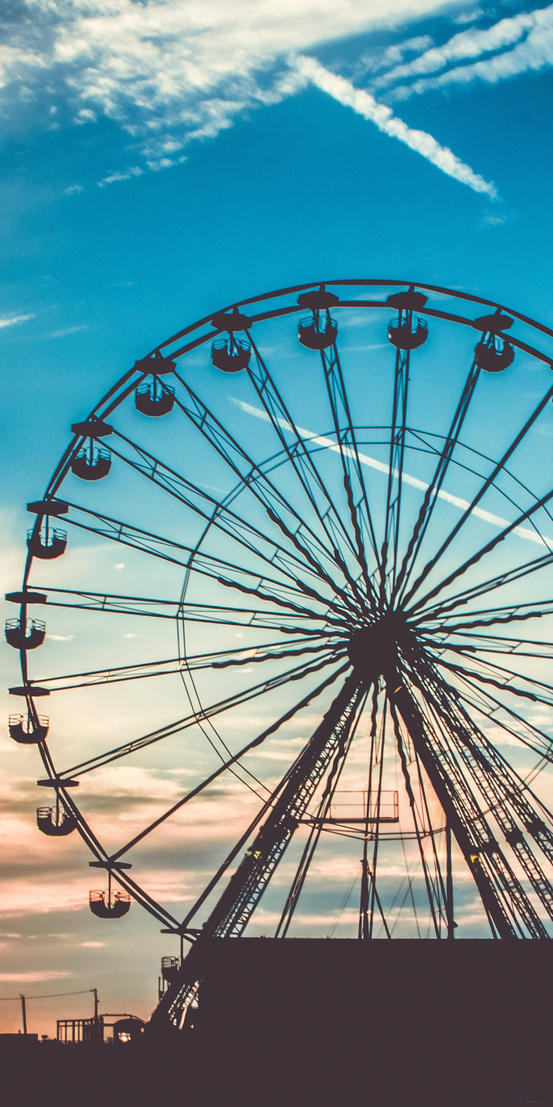 Ferris wheel, sky, sunset, 1080x2160 wallpaper