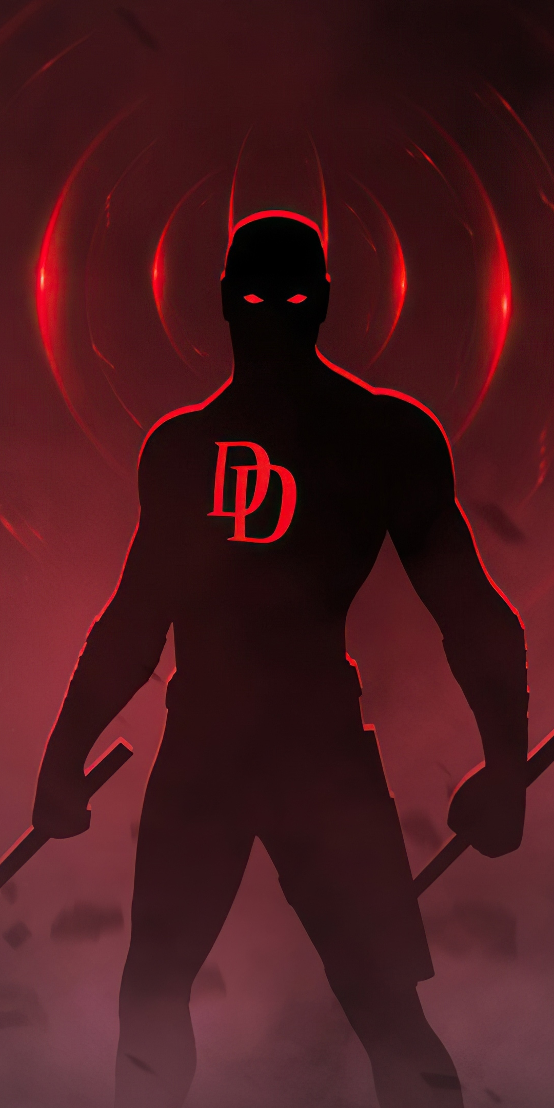 Daredevil, fan art, silhouette, 1080x2160 wallpaper