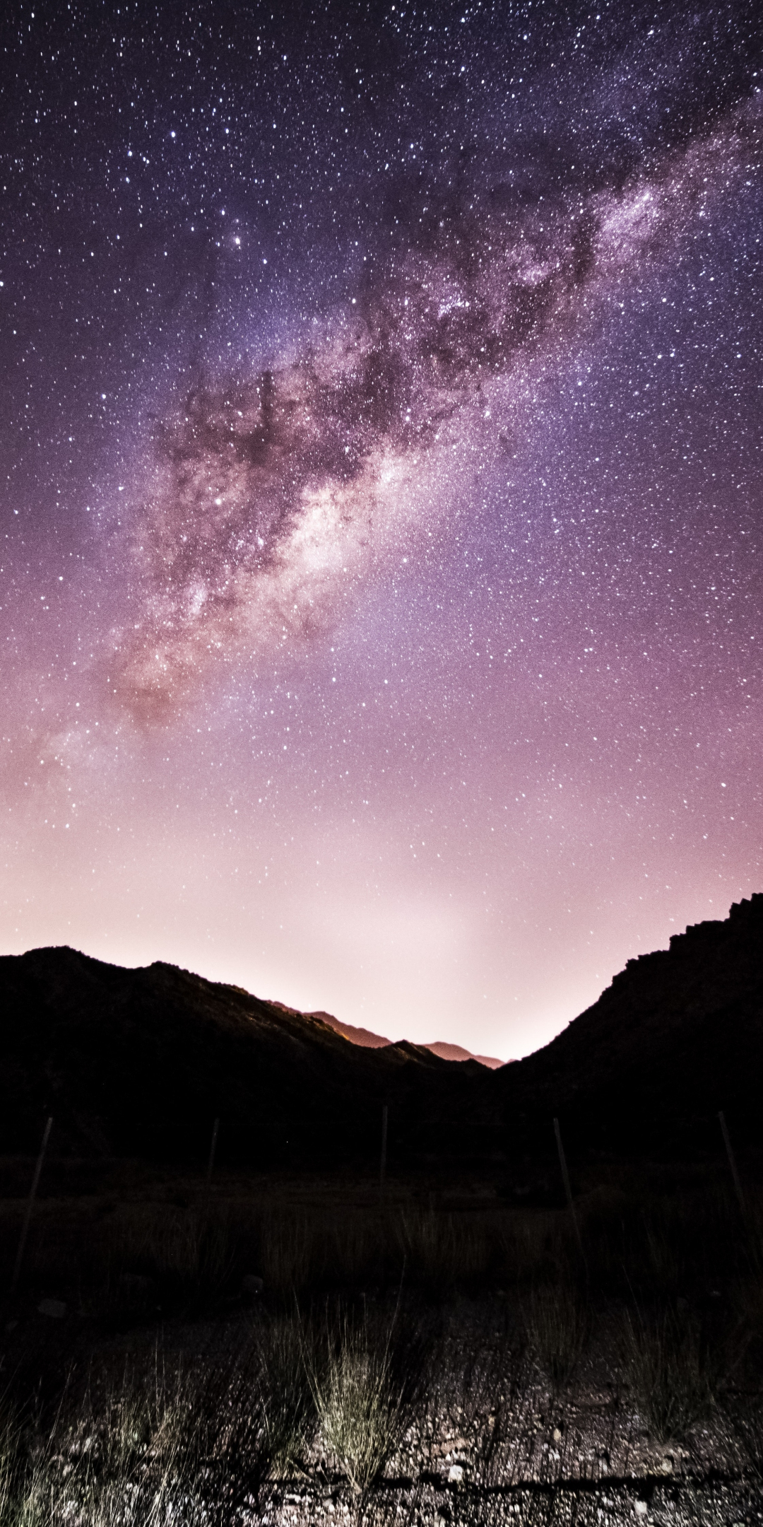 Silhouette, milky way, starry sky, nature, 1080x2160 wallpaper