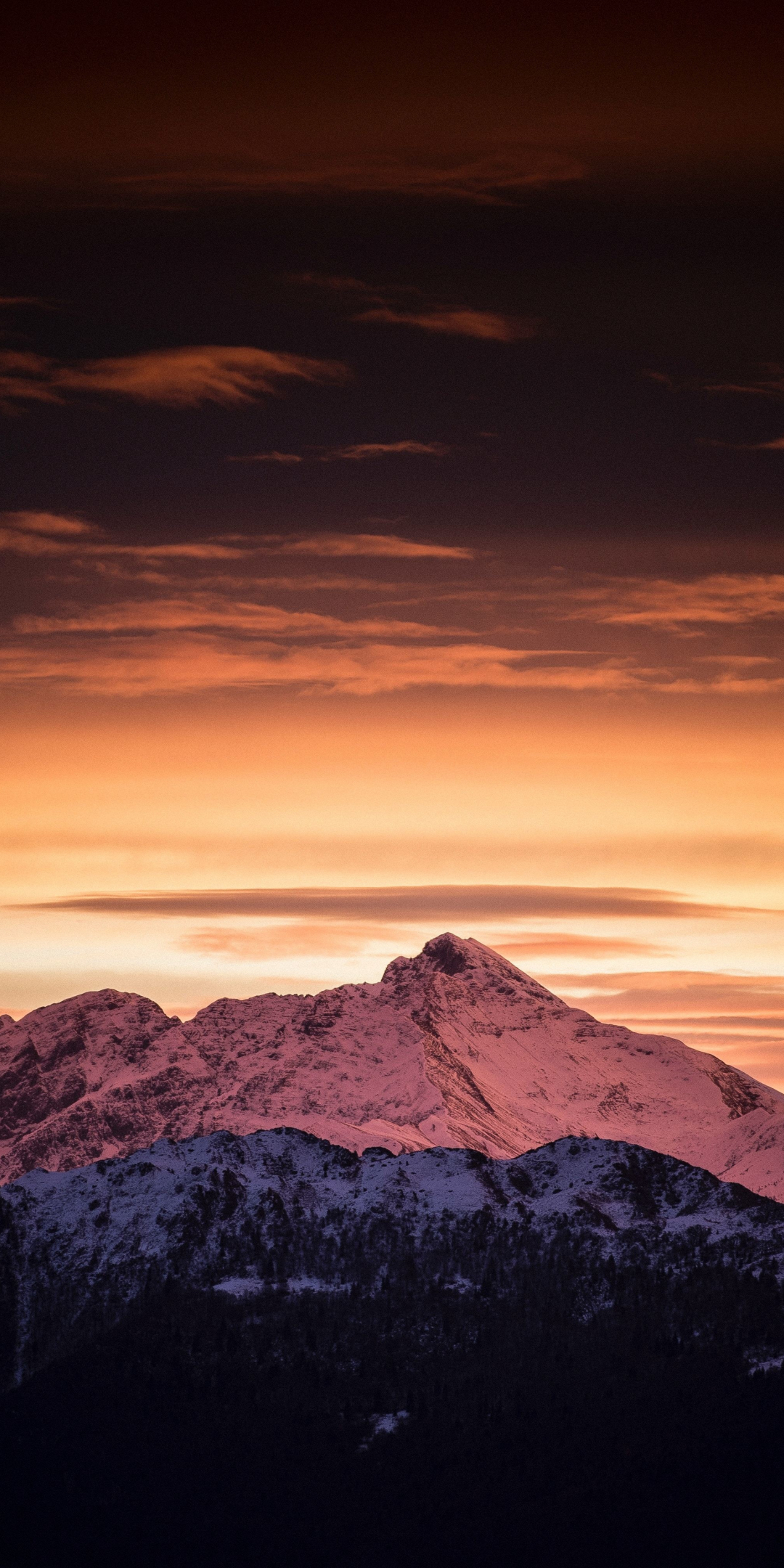 Nature, mountains, dawn, sky, clouds, 1080x2160 wallpaper
