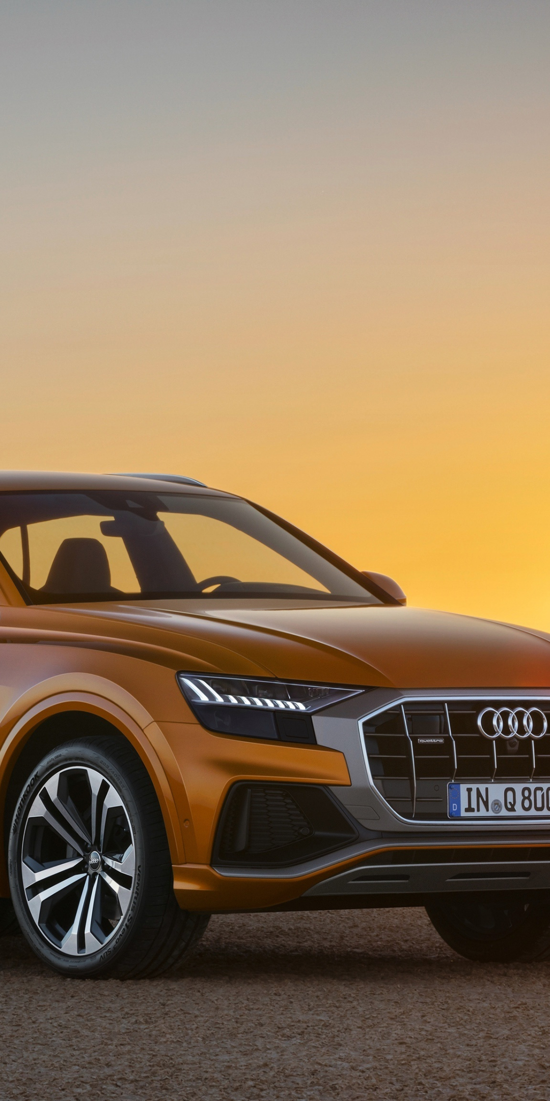 Audi Q8, sunset, compact suv, 1080x2160 wallpaper