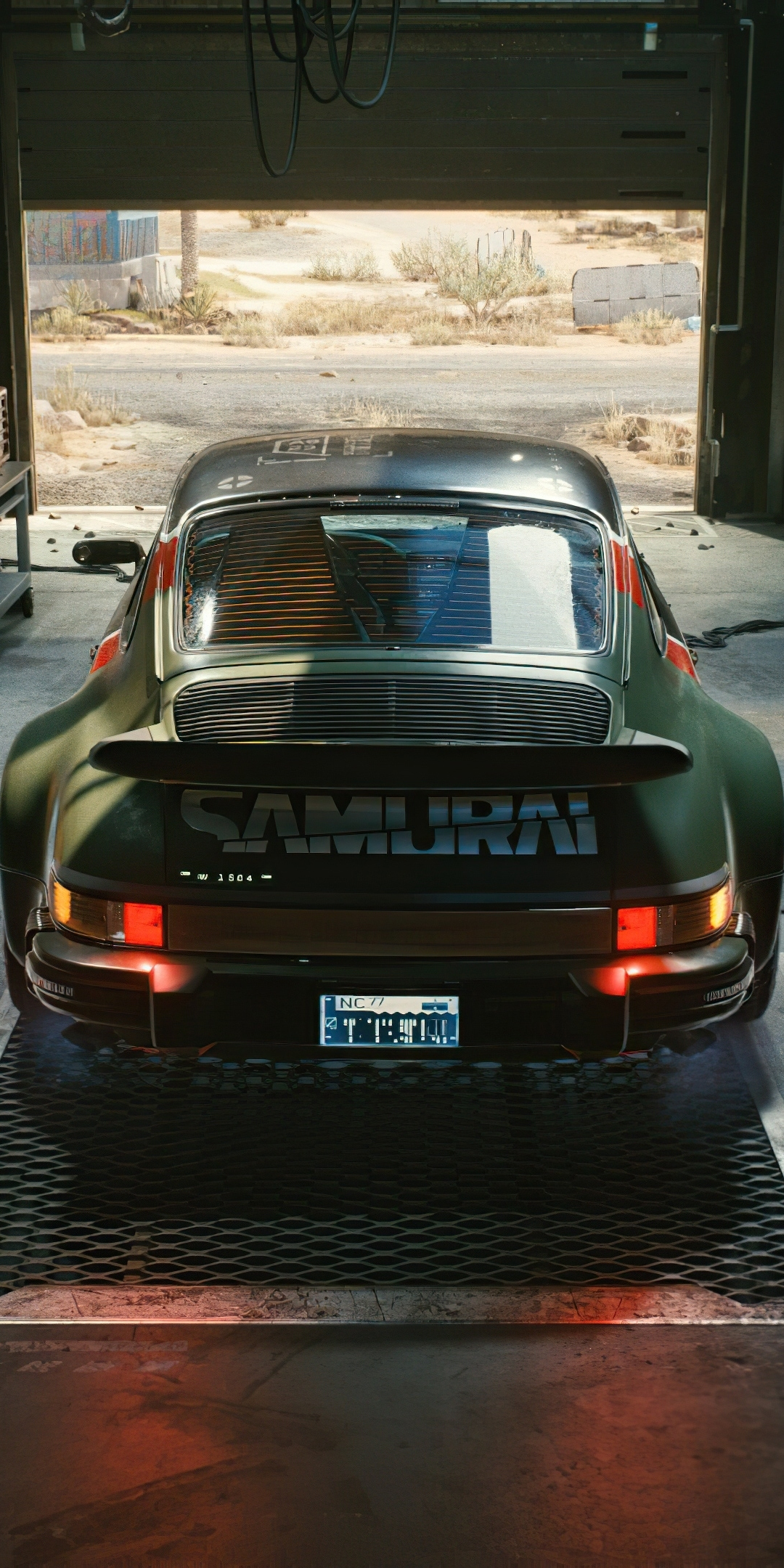 Samurai Porsche car, video game, Cyberpunk 2077, 1080x2160 wallpaper