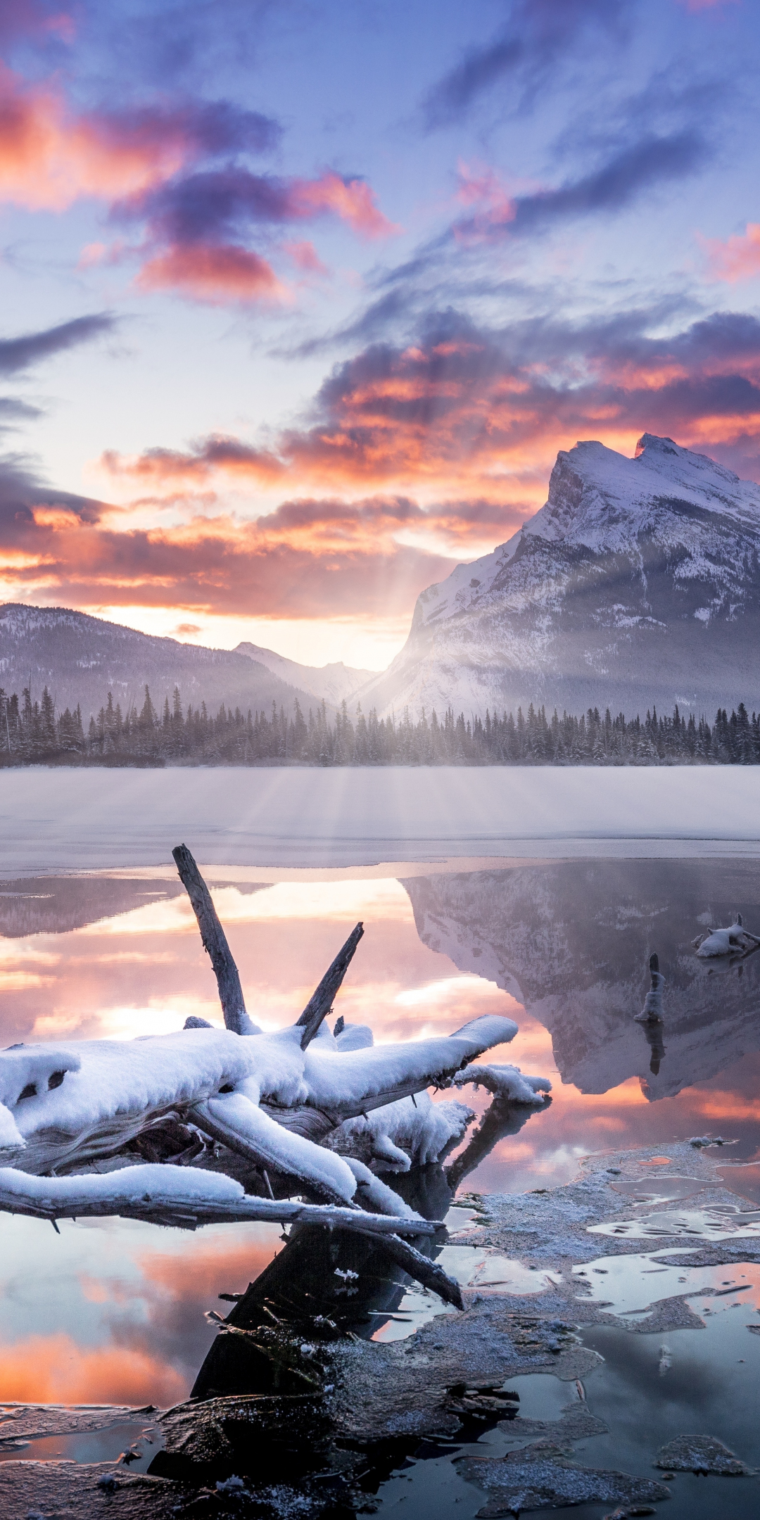 Lake, nature, Banff National Park, 1080x2160 wallpaper