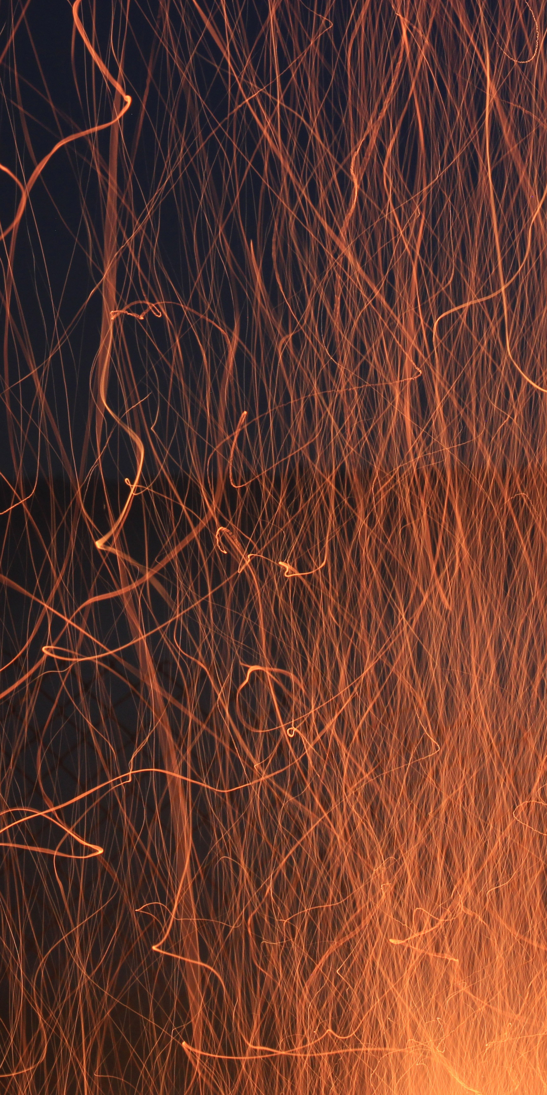 Fire flames, sparks, glow, smoke, 1080x2160 wallpaper