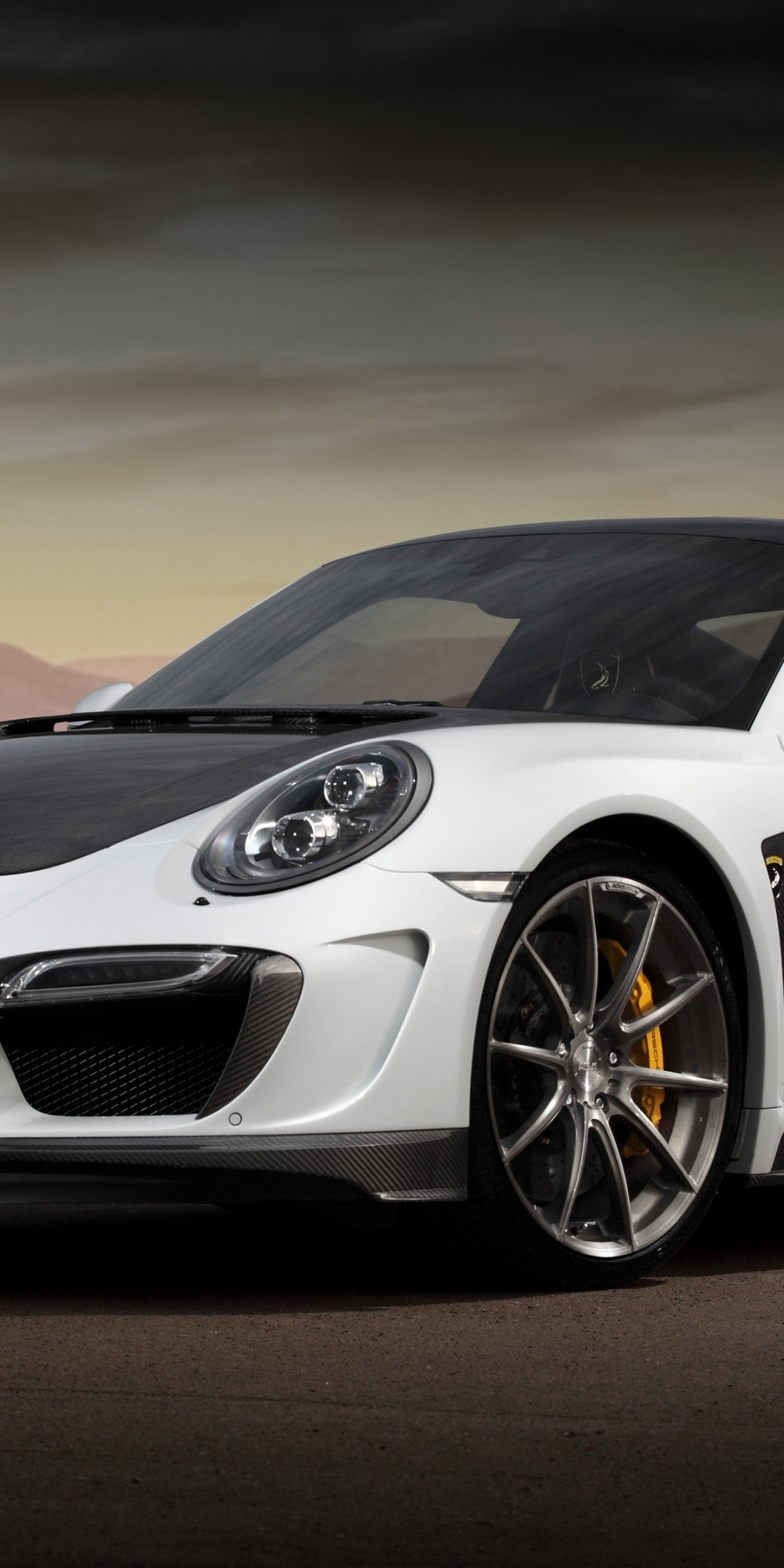 White, Porsche 911, sports car, 1080x2160 wallpaper