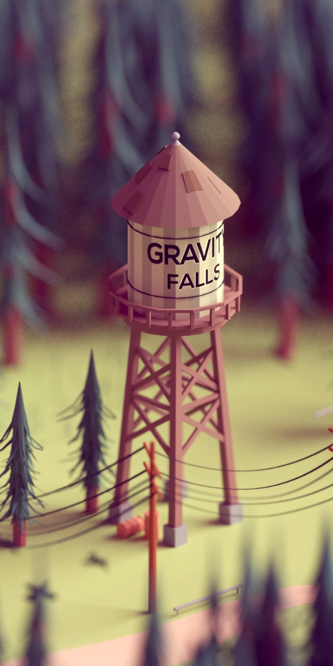 Tower, forest, Gravity Falls, 1080x2160 wallpaper