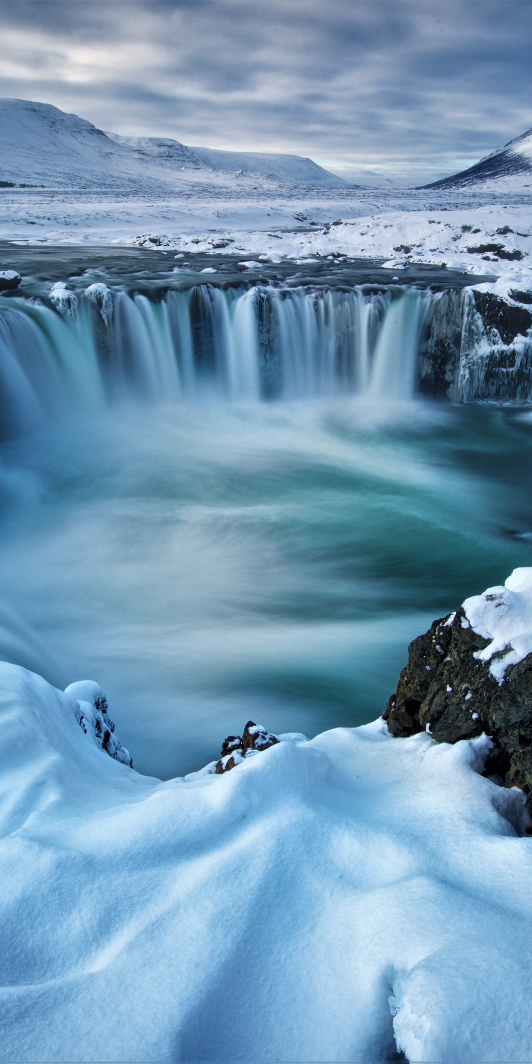 Godafoss, waterfall, Iceland, landscape, 1080x2160 wallpaper