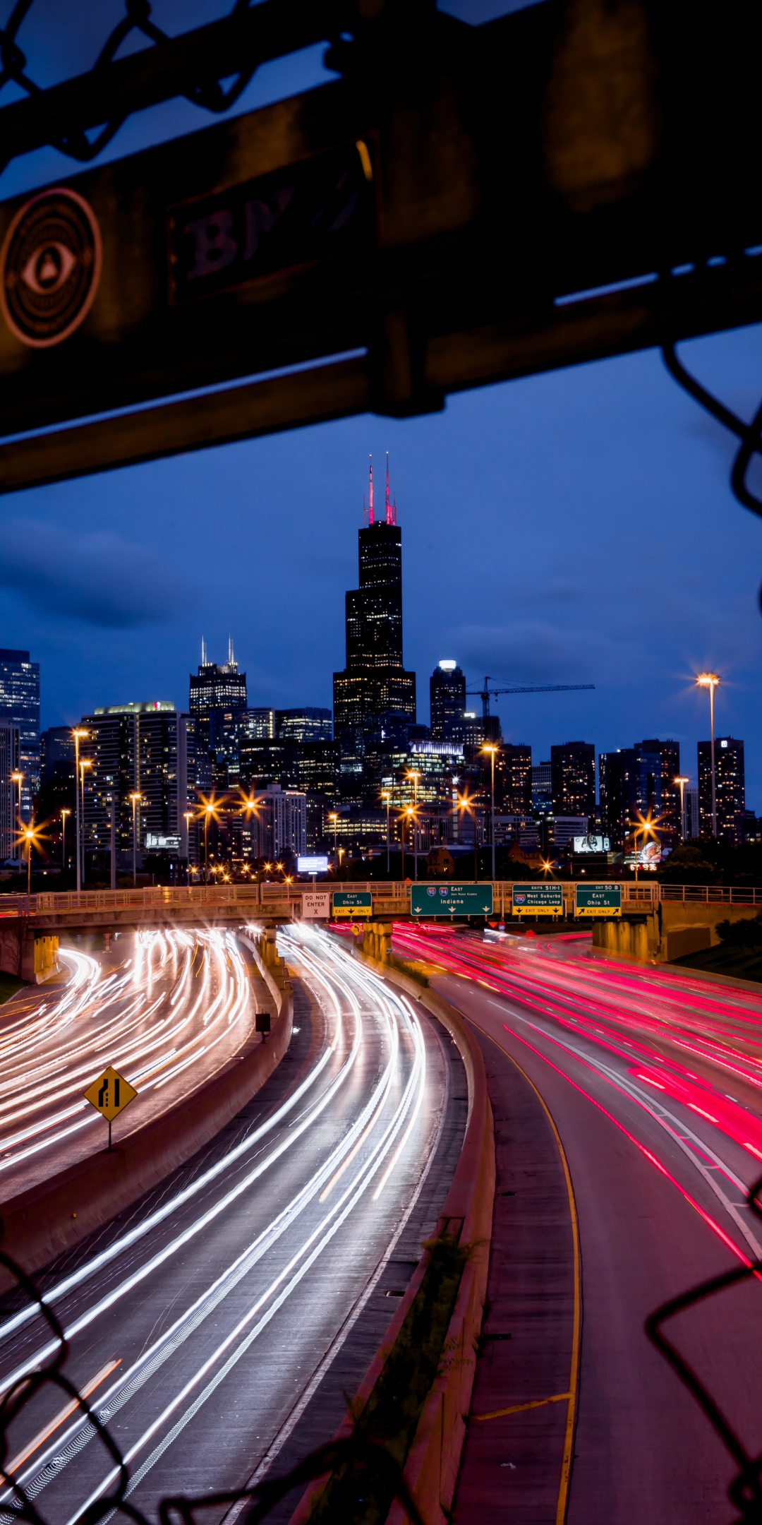 Cityscape, night, highway, buildings, 1080x2160 wallpaper