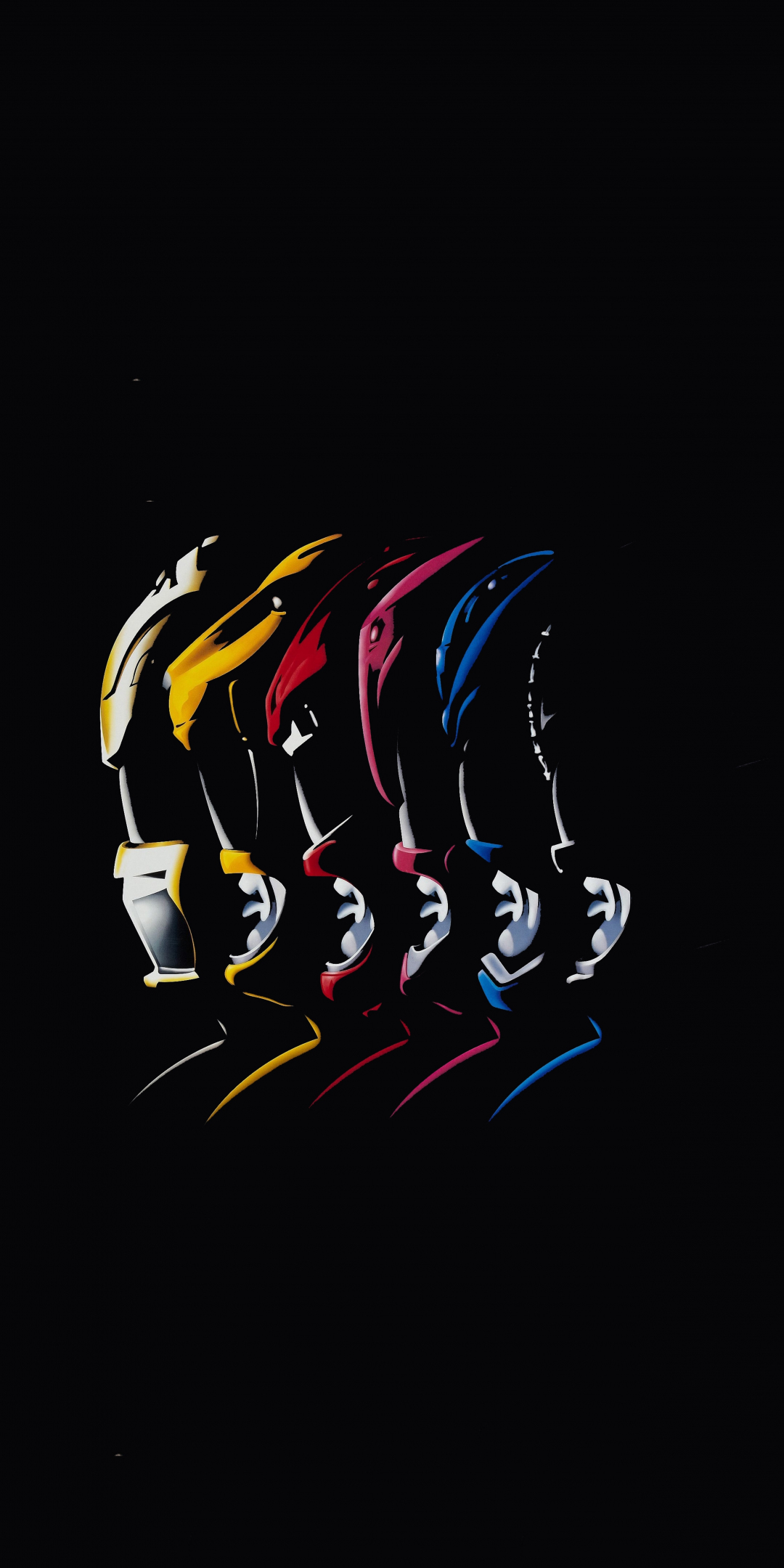 Power Rangers, minimal, digital art, 1080x2160 wallpaper
