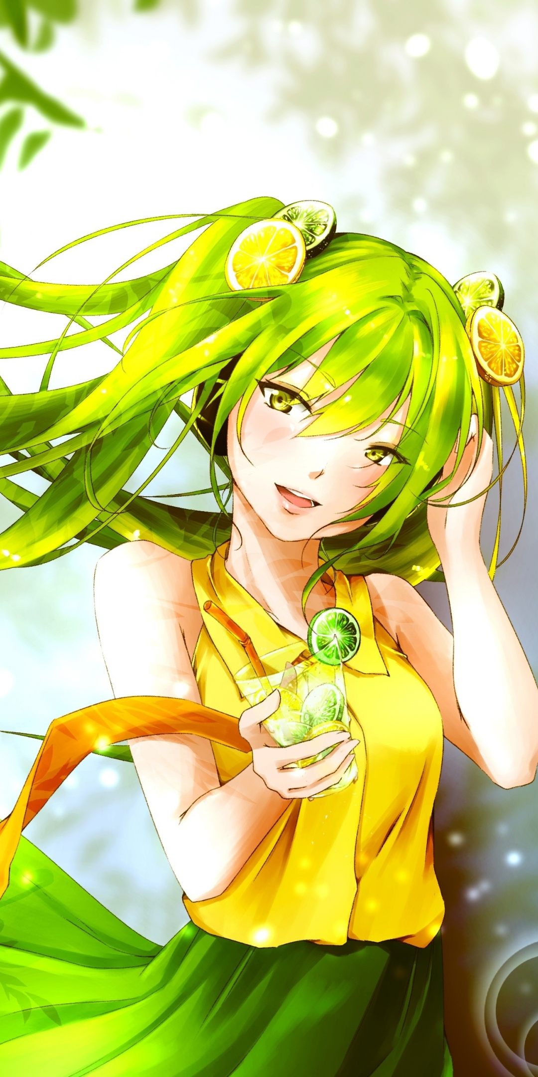 Cute, Hatsune Miku, green hair, 1080x2160 wallpaper
