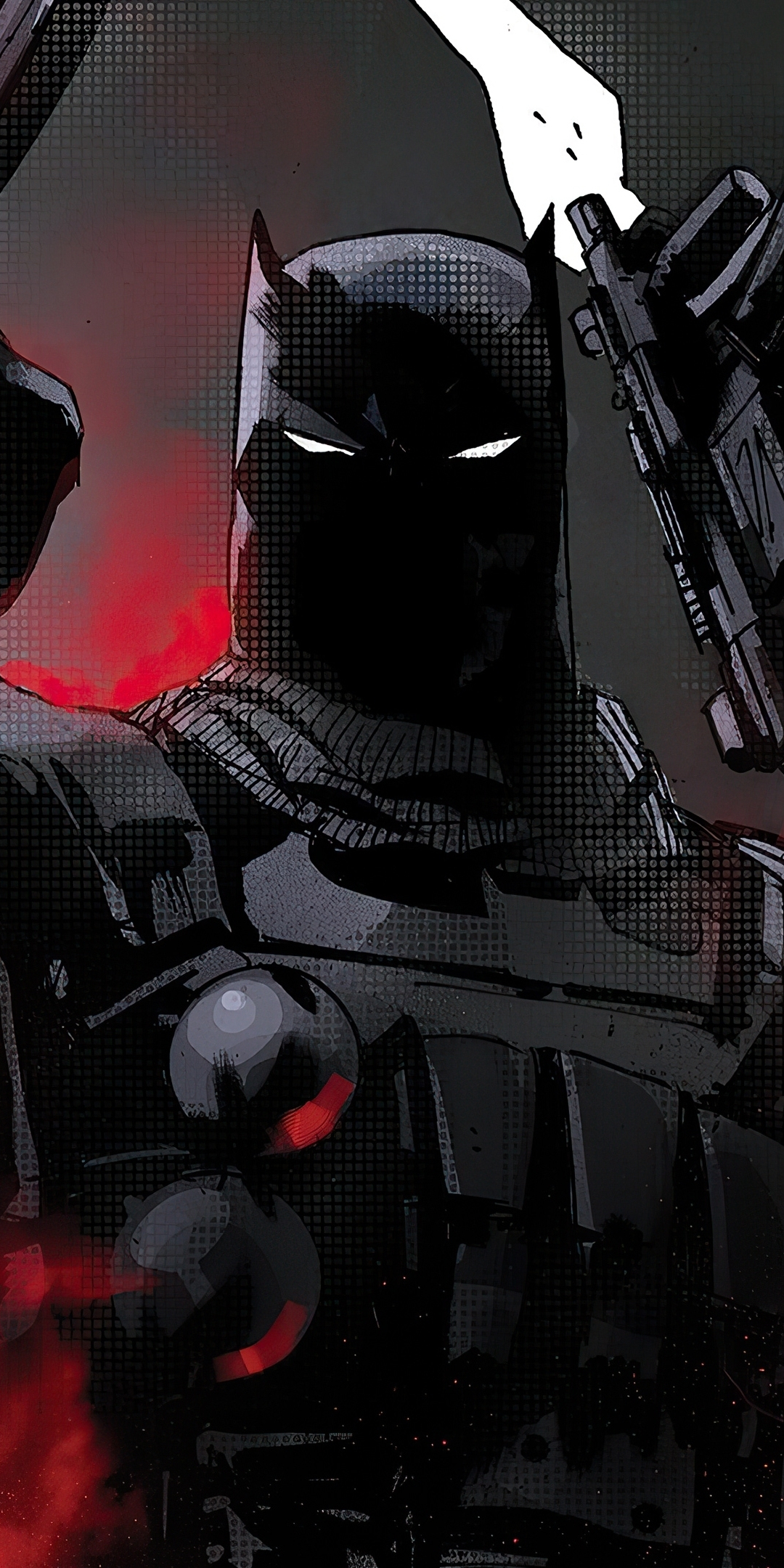 Dark, batman with guns, superhero, 2020, 1080x2160 wallpaper
