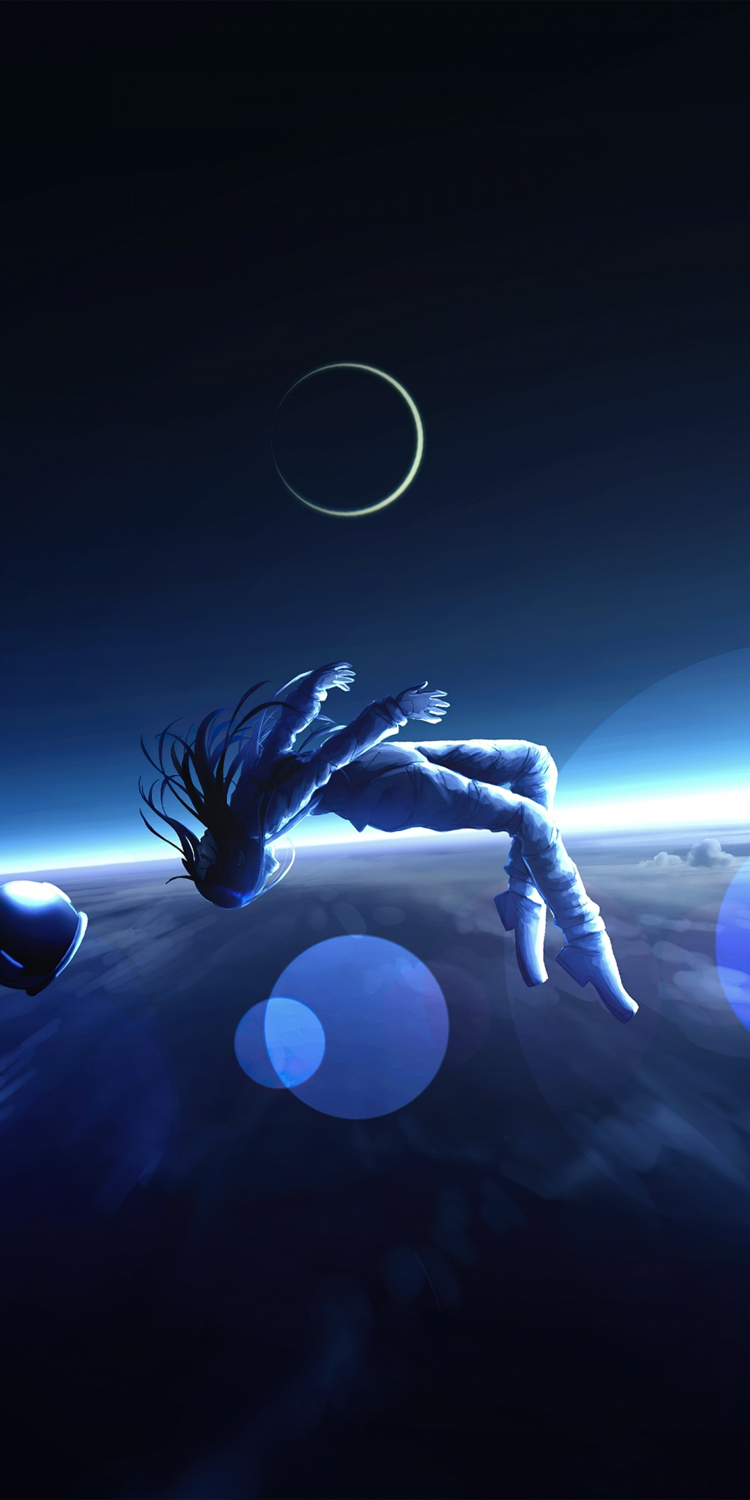 Falling girl astronaut, space, fantasy, 1080x2160 wallpaper