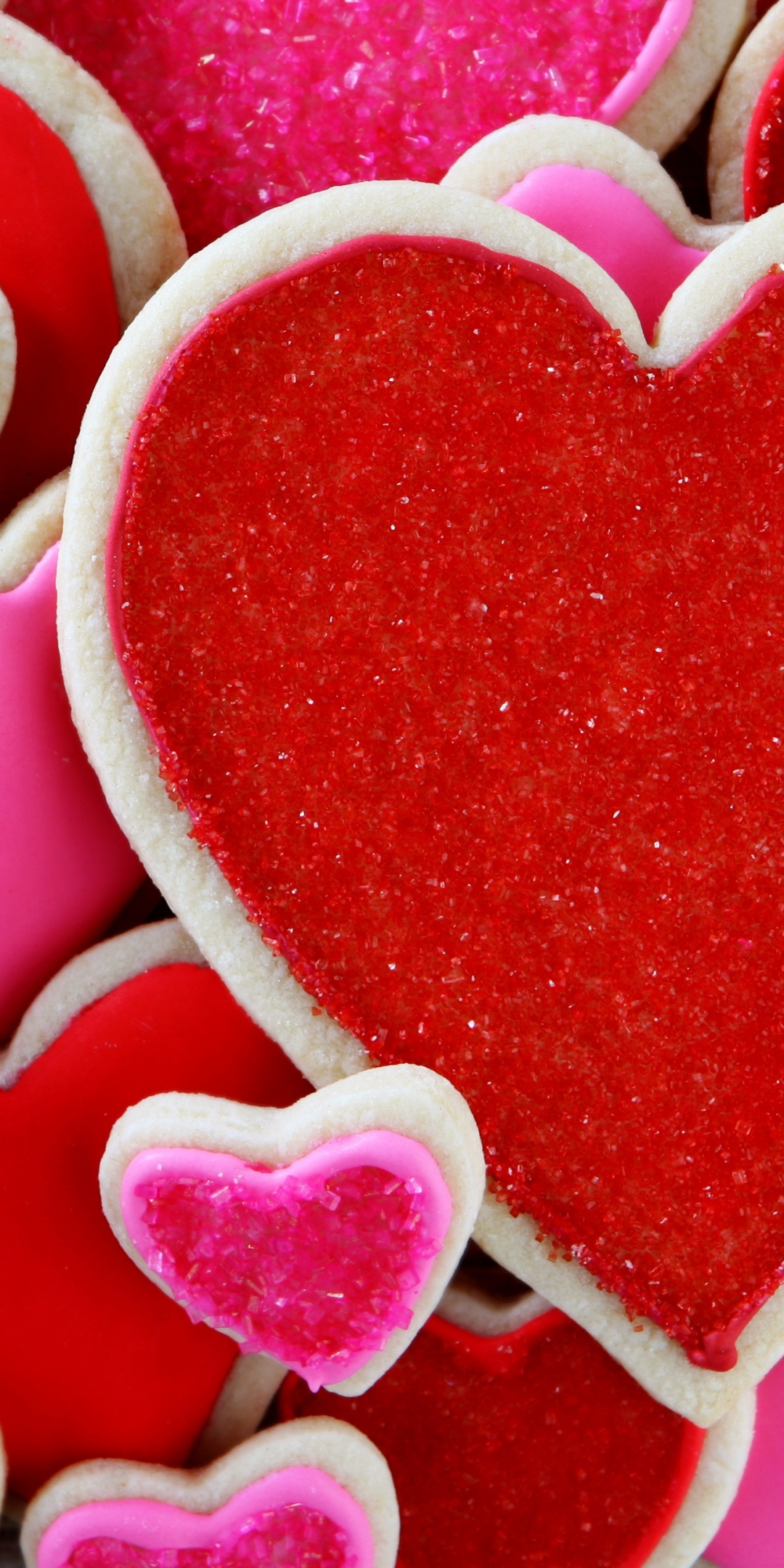 Love, hearts, cookies, dessert, pink red, 1080x2160 wallpaper