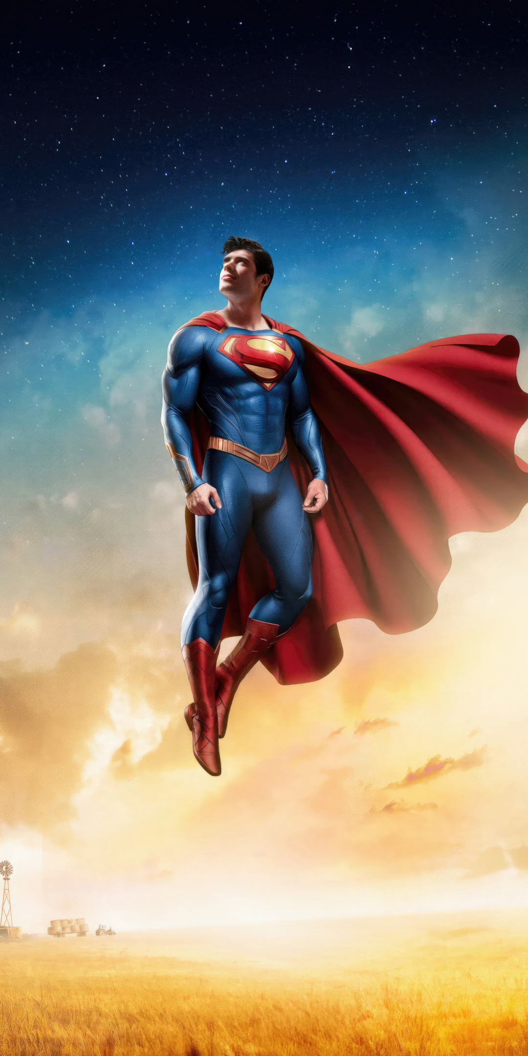 Superman's legacy, flight over the farm, fan art, 1080x2160 wallpaper