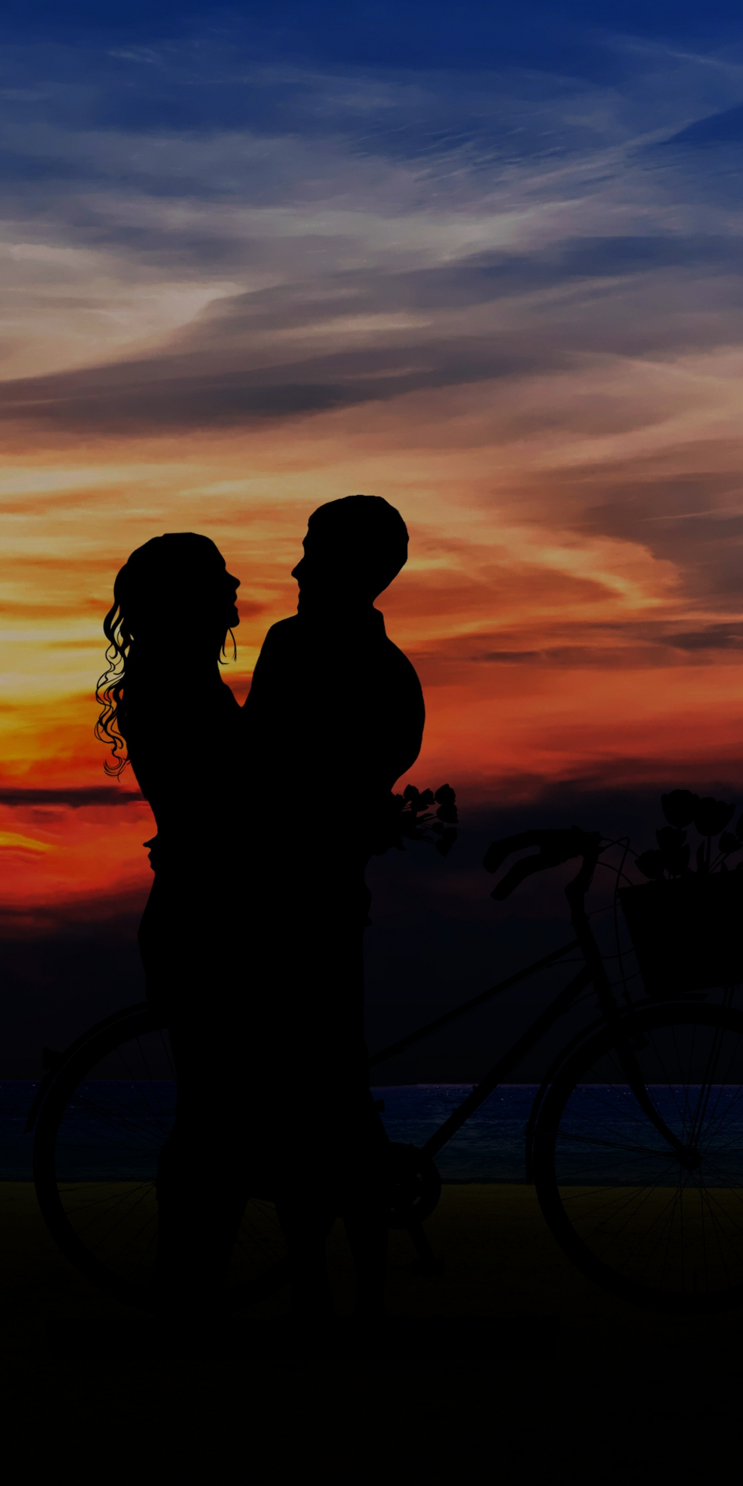 Couple, love, sunset, outdoor, 1080x2160 wallpaper