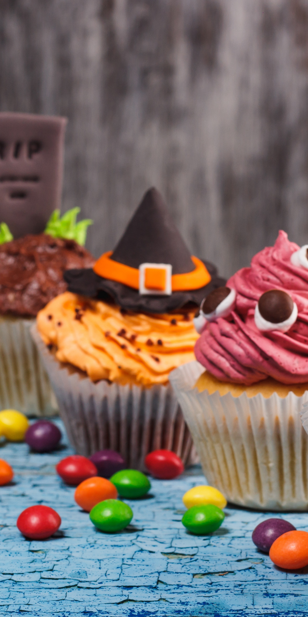Halloween, cake, cupcakes, dessert, 1080x2160 wallpaper