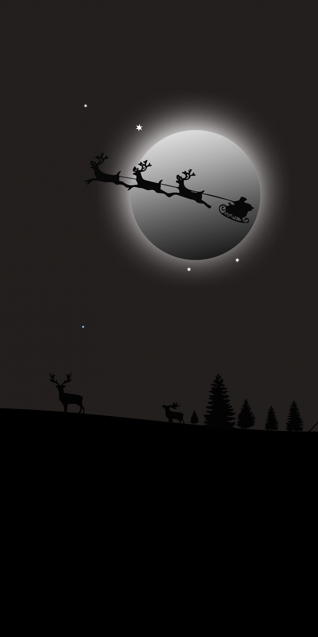 Santa, winter, sky, night, silhouette, art, 1080x2160 wallpaper